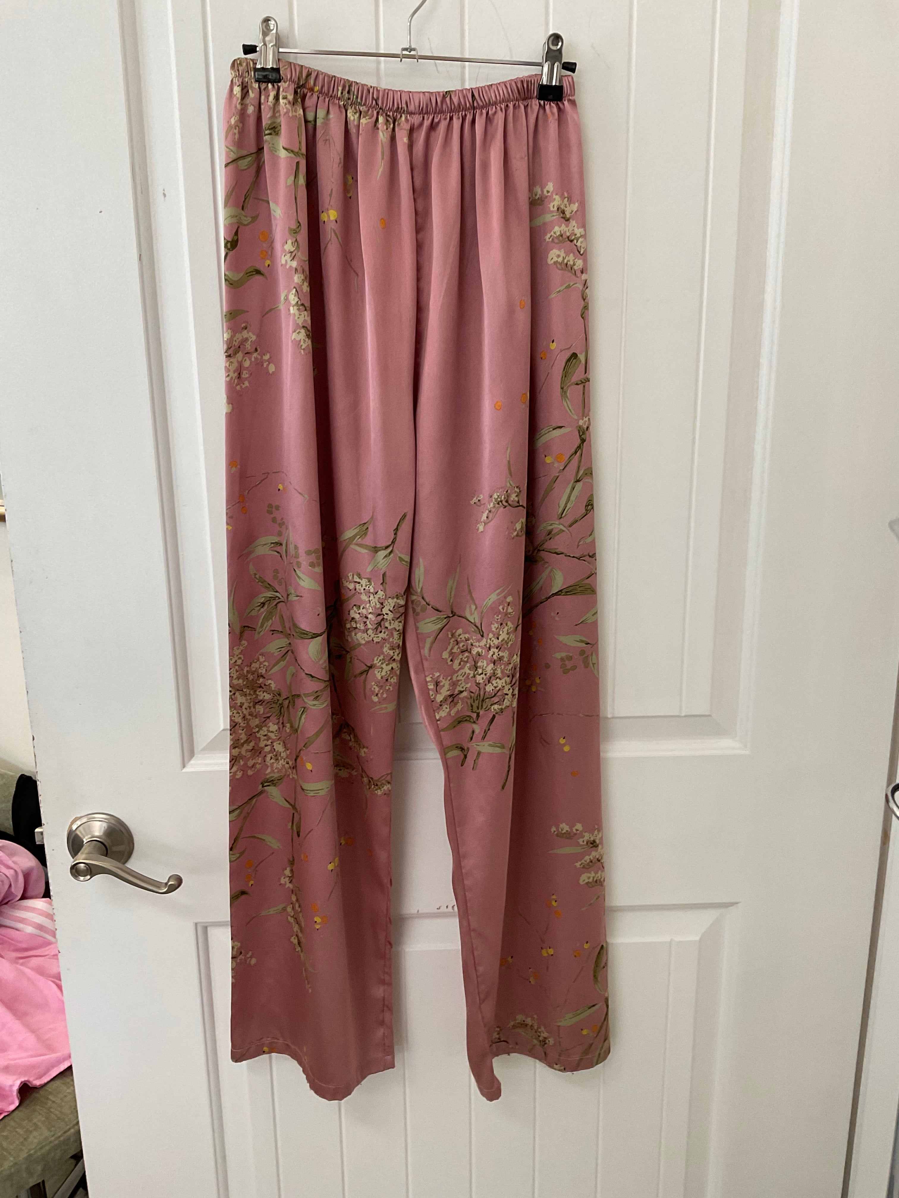 Pink pattern satin pants