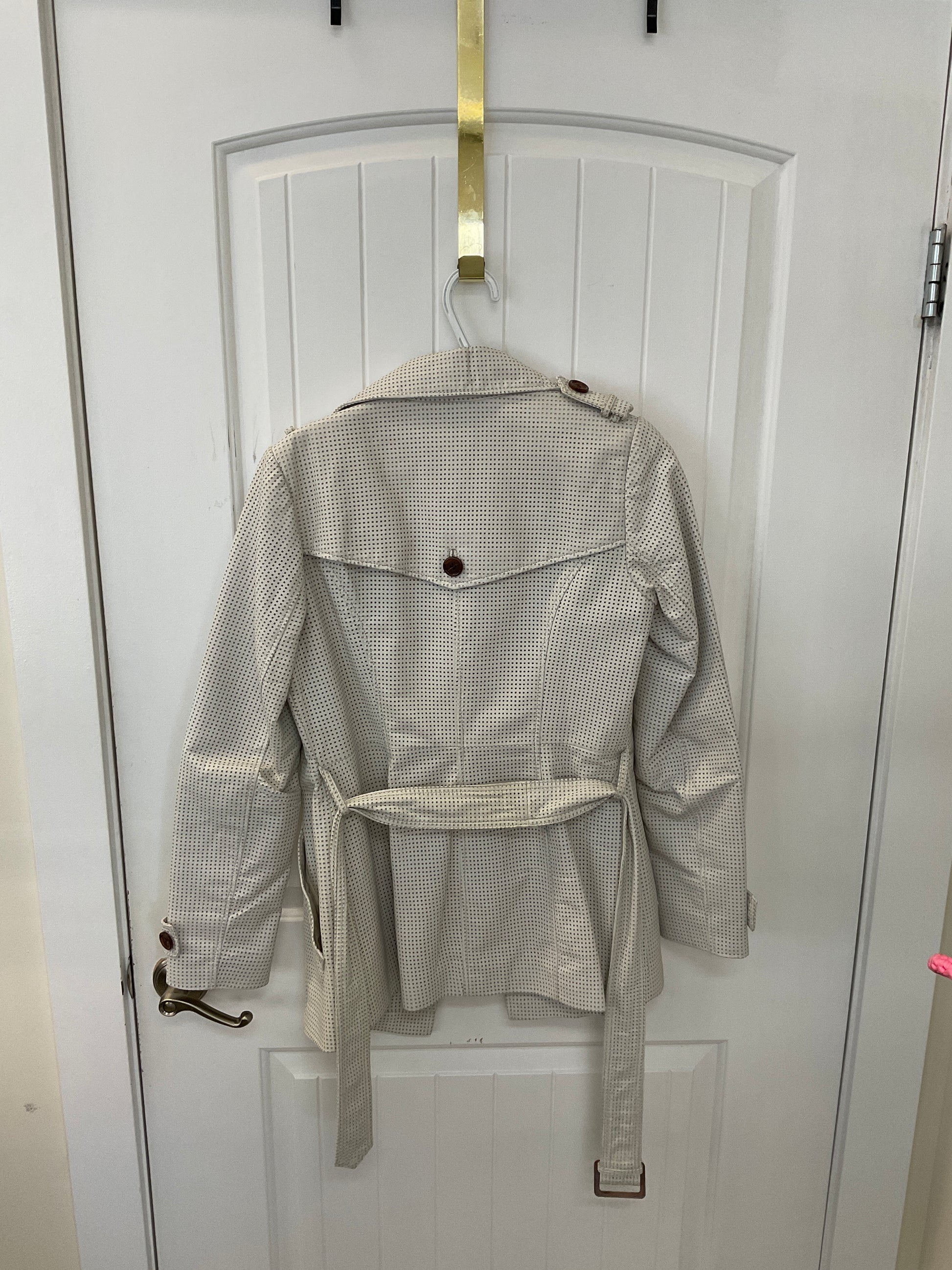Fo leather mid trench coat