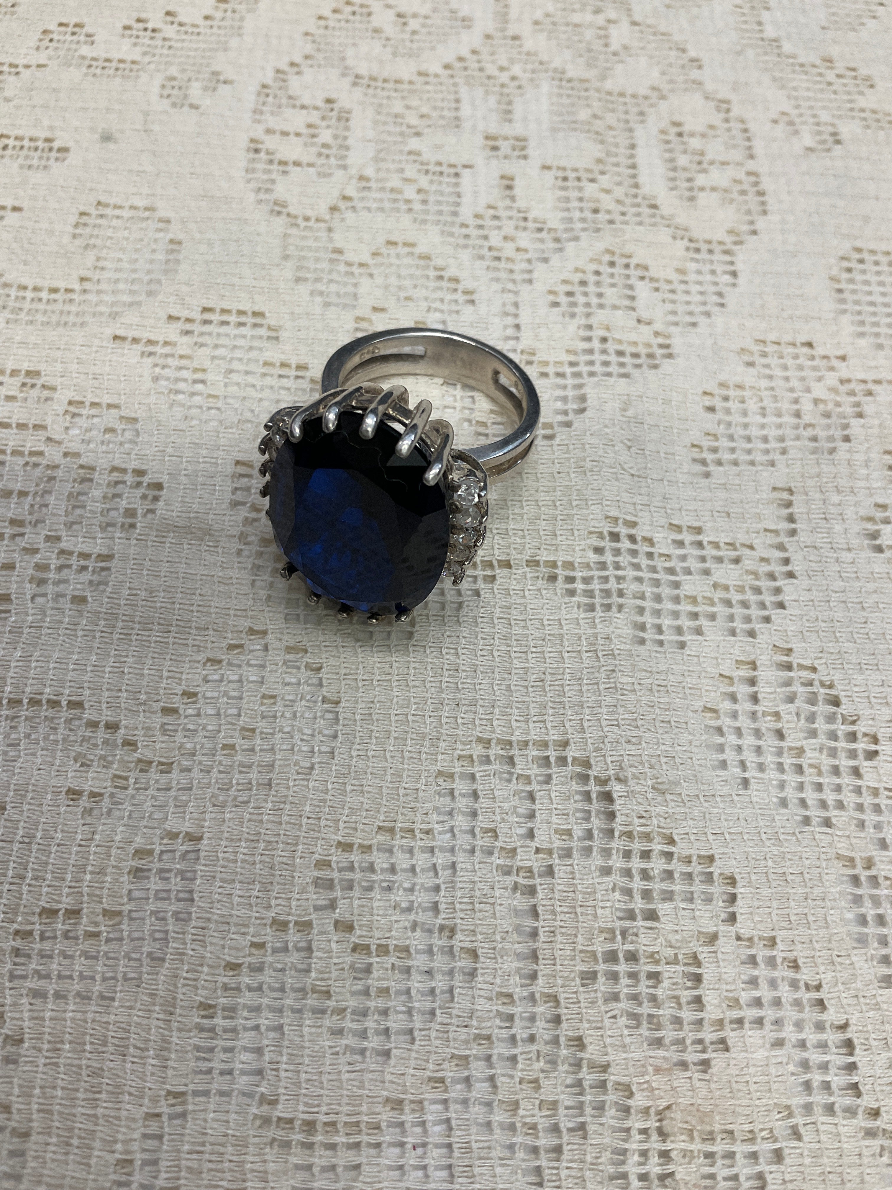 Silver 925 blue gem stone Cz stones