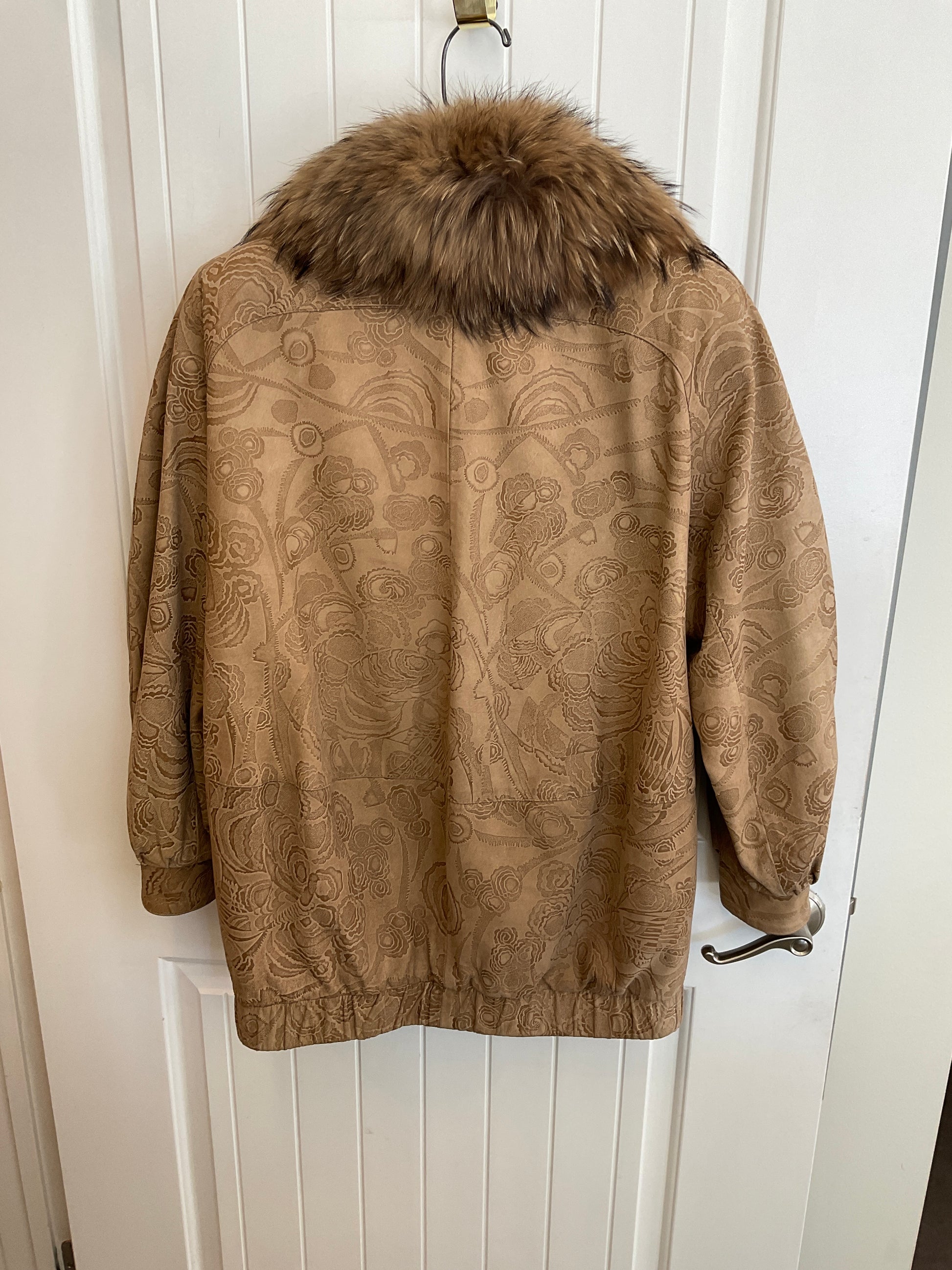 J Percy for Marvin Richards Tan Suede with Finnish Raccoon Collar size small oversized