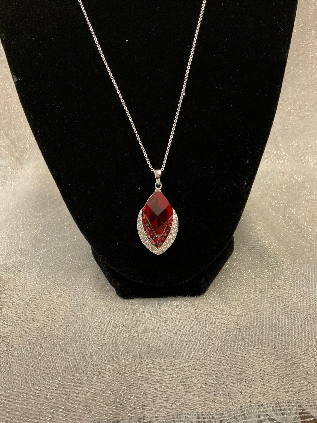 Ruby and crystal gem pendant necklace