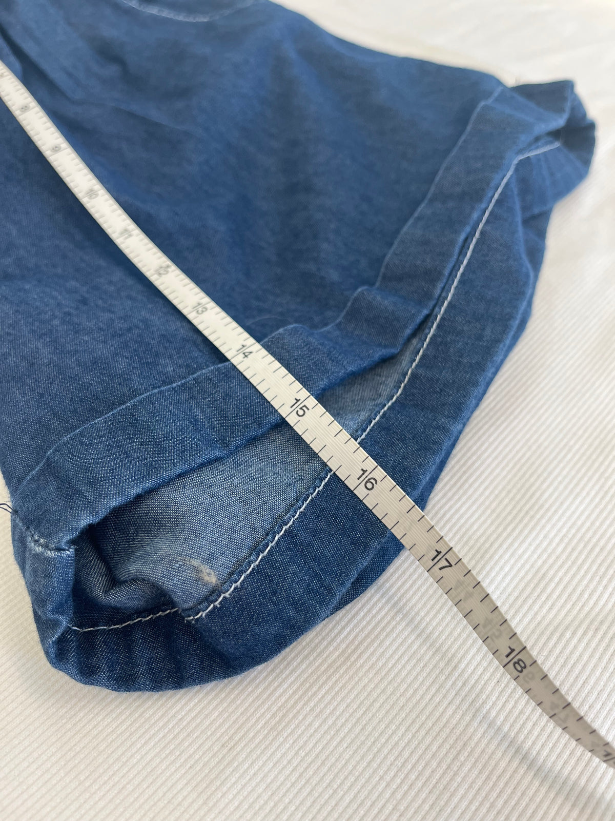 Dark Wash Paper-bag Waist Shorts