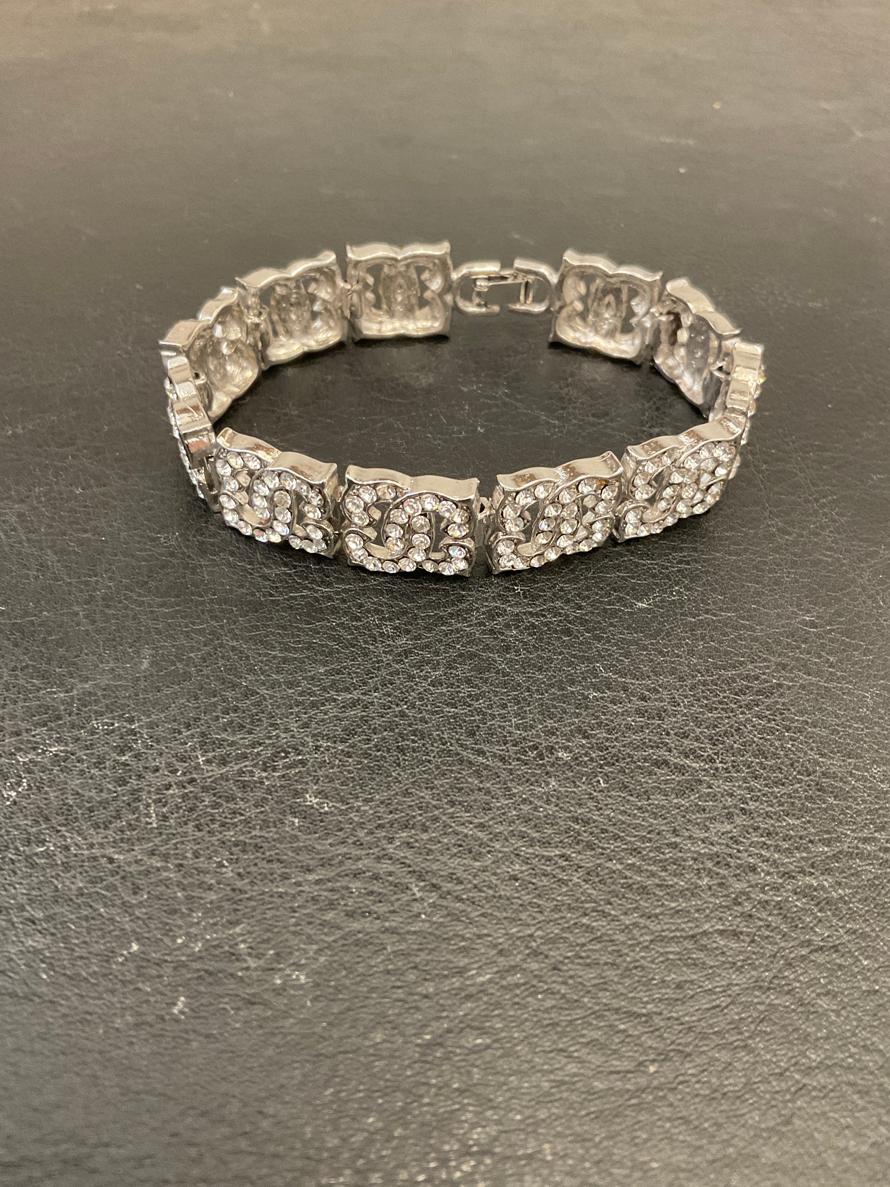 Silver rhinestone bracelet