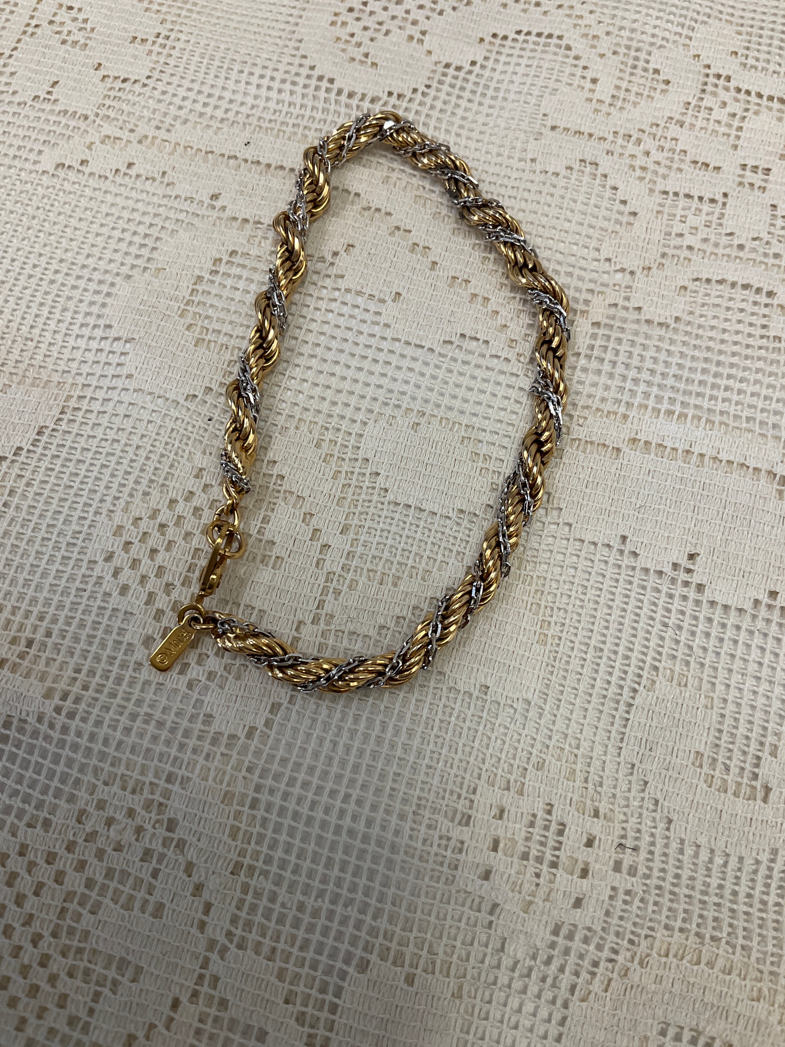 Monet double twisted chain and bracelet gold two toned gold plated