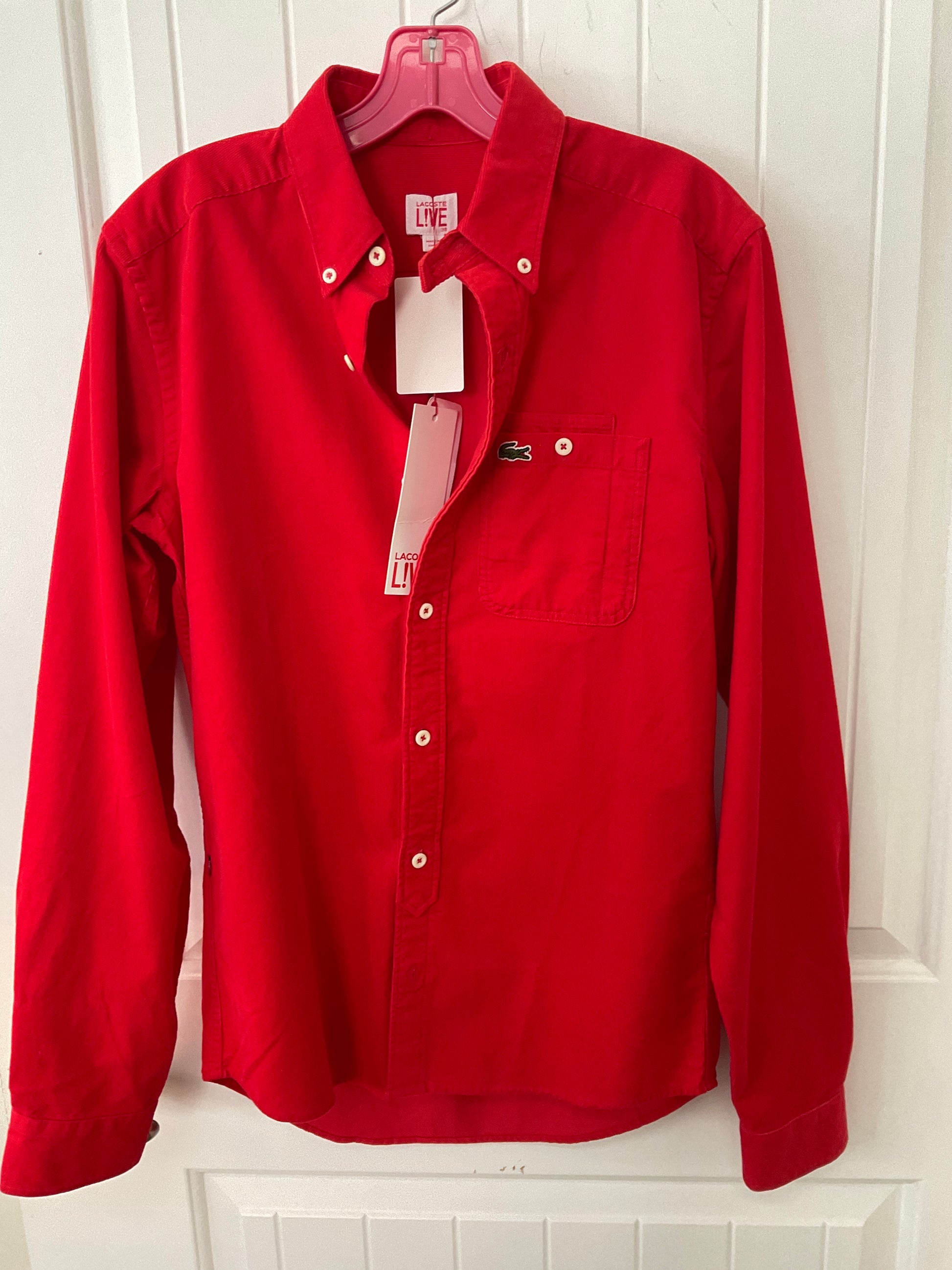 Lacoste red button up blouse size small new with tags