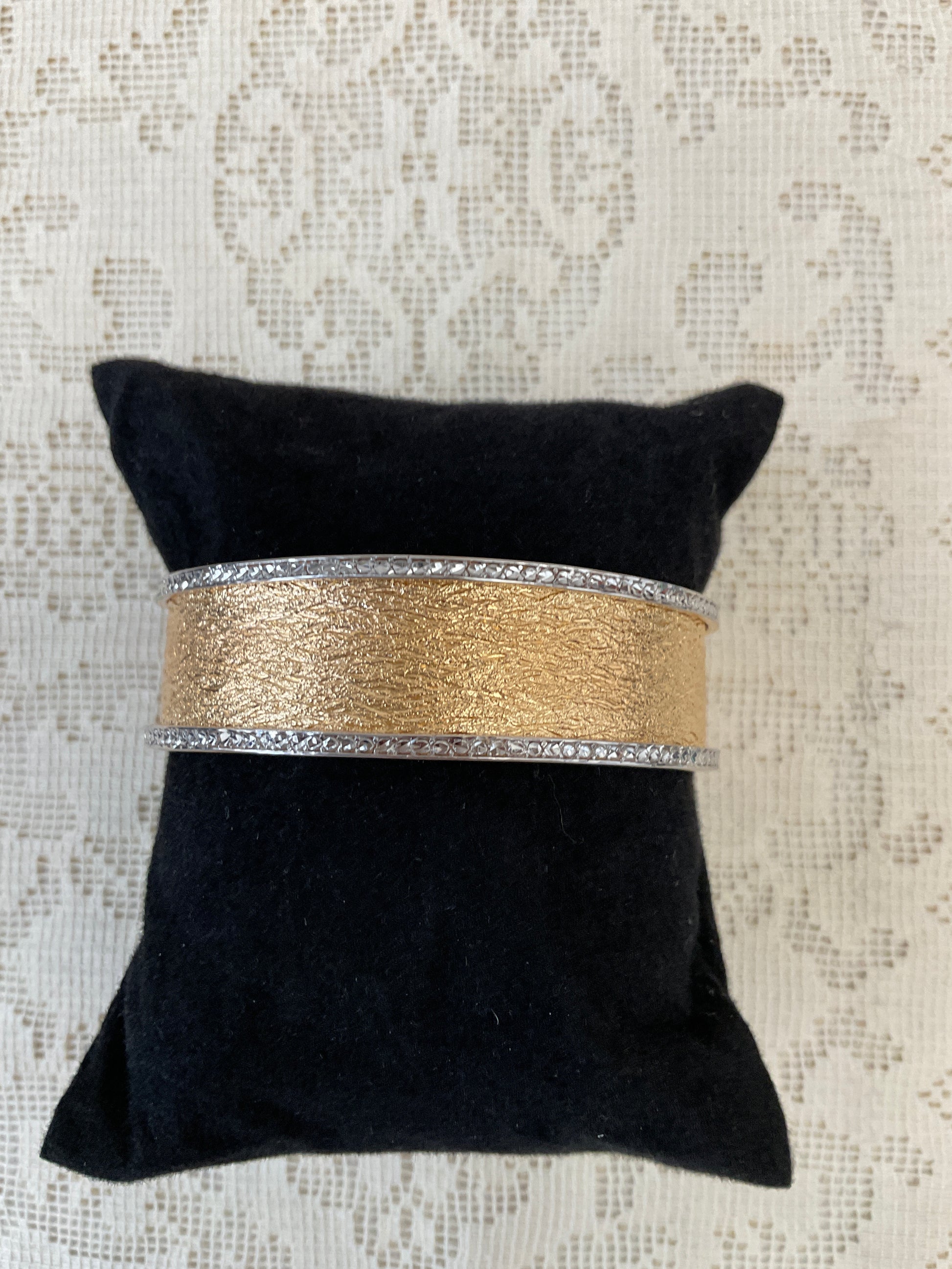 Gold and rhinestone cuff bracelet