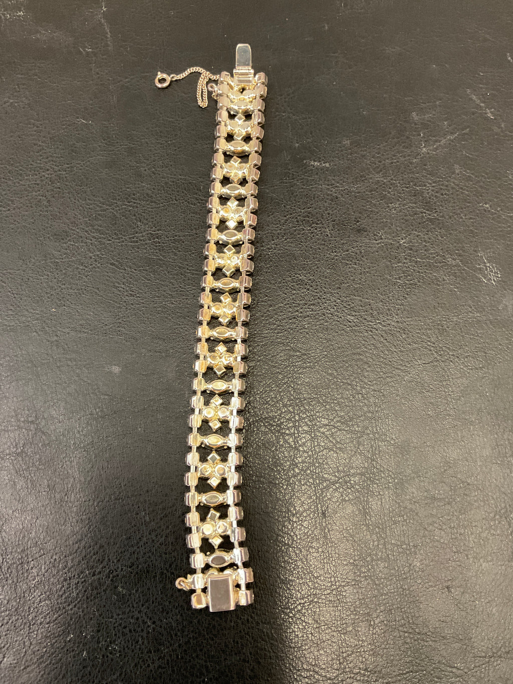 Vintage Cz Rhinestone bracelet silver with clasp