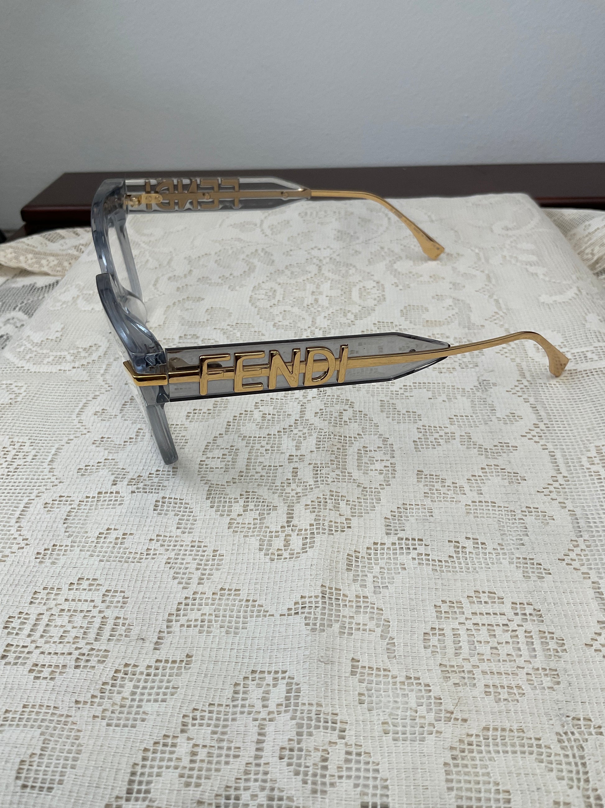 FENDI FENDIGRAPHY HOBO LOGO 50065 001 Gray Crystal Eyeglass Frame 50mm FE50065I