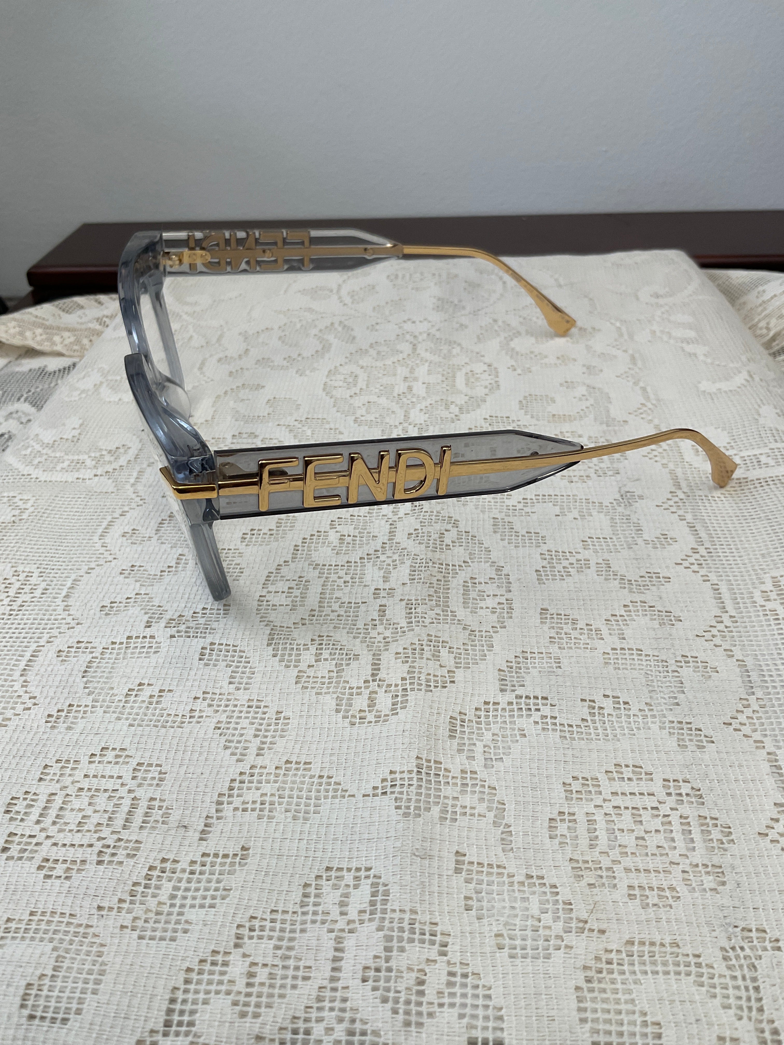 FENDI FENDIGRAPHY HOBO LOGO 50065 001 Gray Crystal Eyeglass Frame 50mm FE50065I