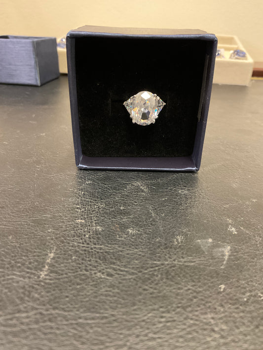 10.00 ct. t.w. Oval and Trillion-Cut CZ Ring in Sterling Silver