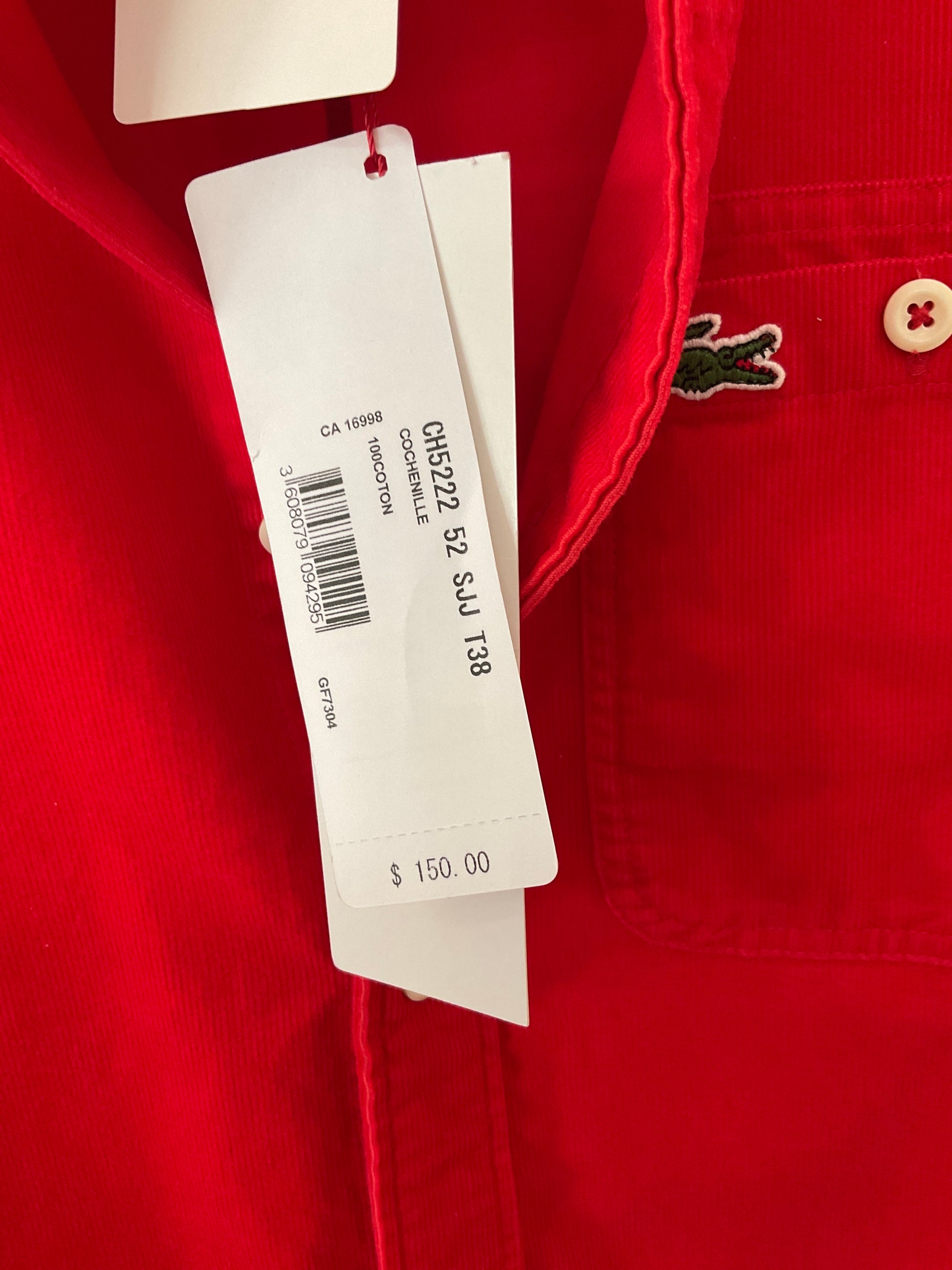 Lacoste red button up blouse size small new with tags