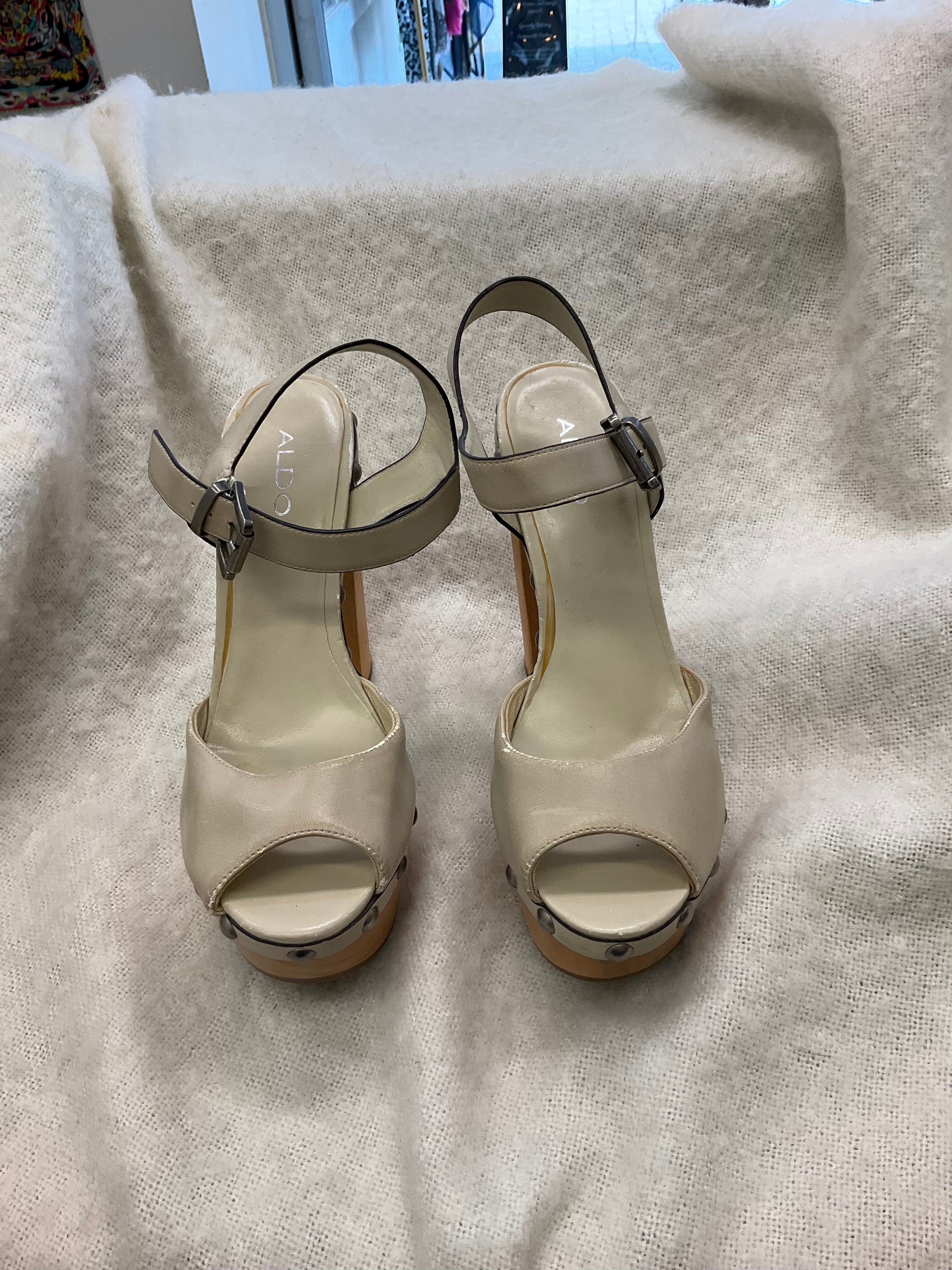 ALDO Cream Studded Platform Sandals size 39
