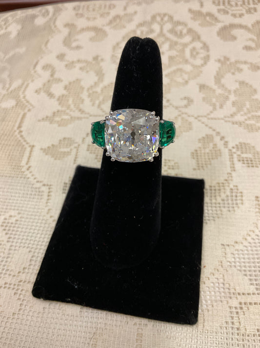 12ct Three-stone Cushion Cut Engagement Ring 925 CZ
