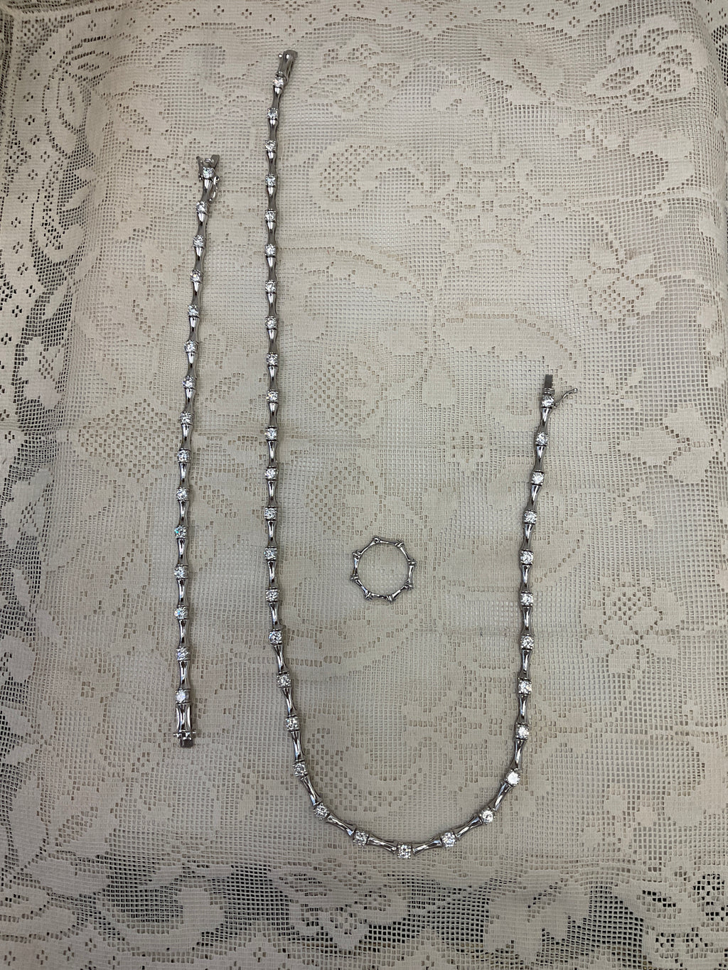 11.00ct t.w. Gorgeous CZ Necklace & Bracelet and ring Set In Sterling Silver