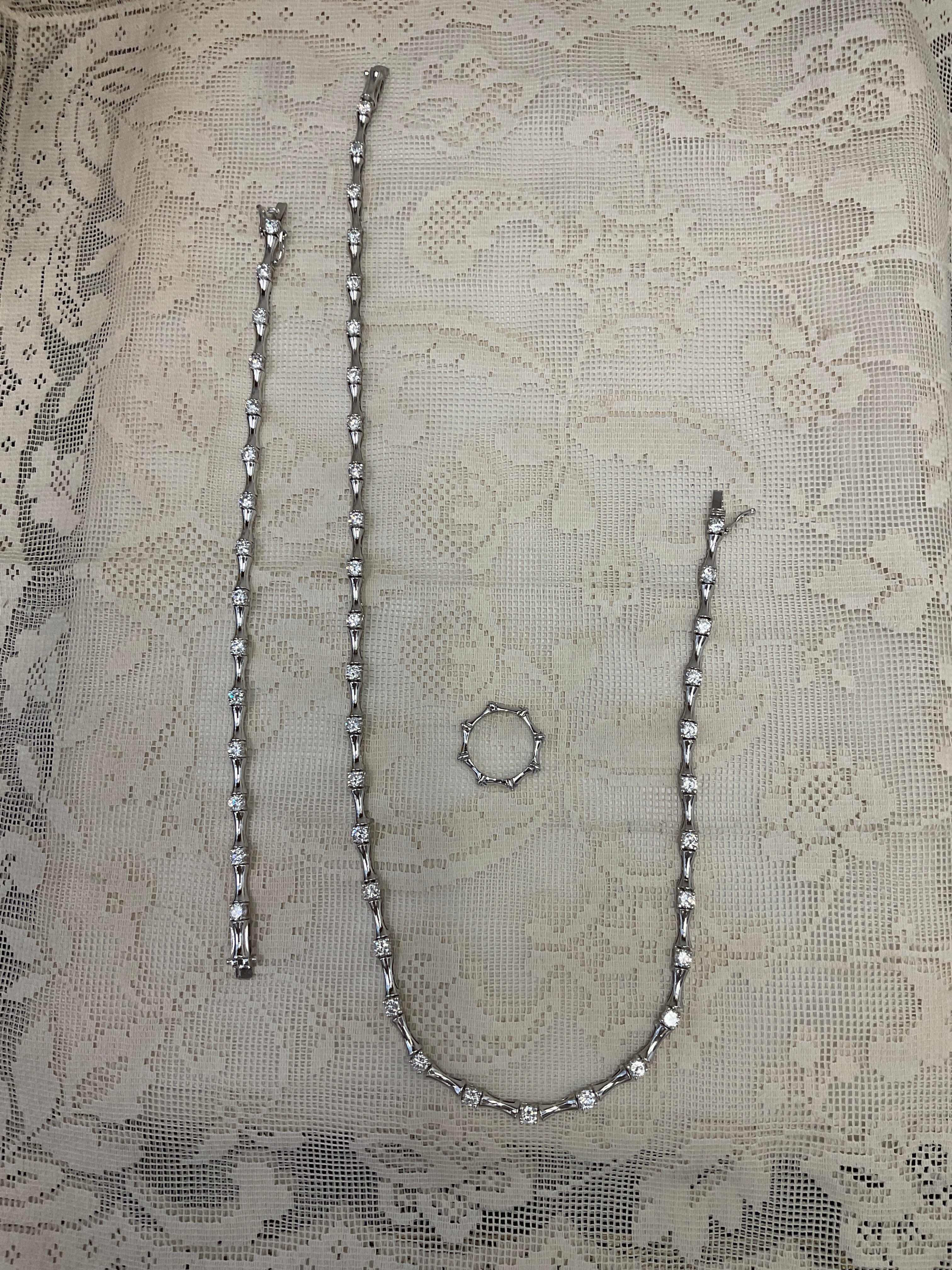 11.00ct t.w. Gorgeous CZ Necklace & Bracelet and ring Set In Sterling Silver