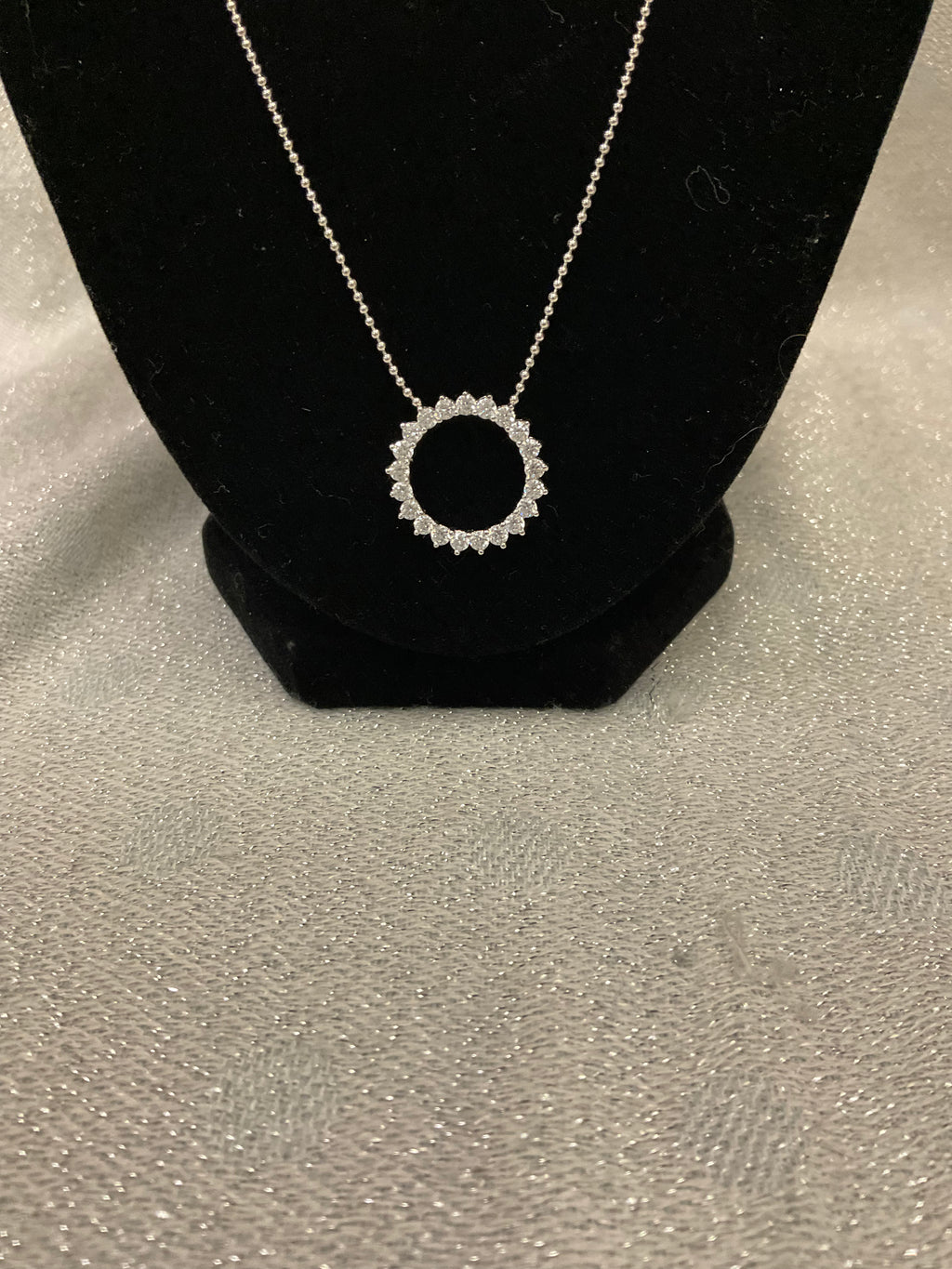 Silver necklace with diamond circle pendant