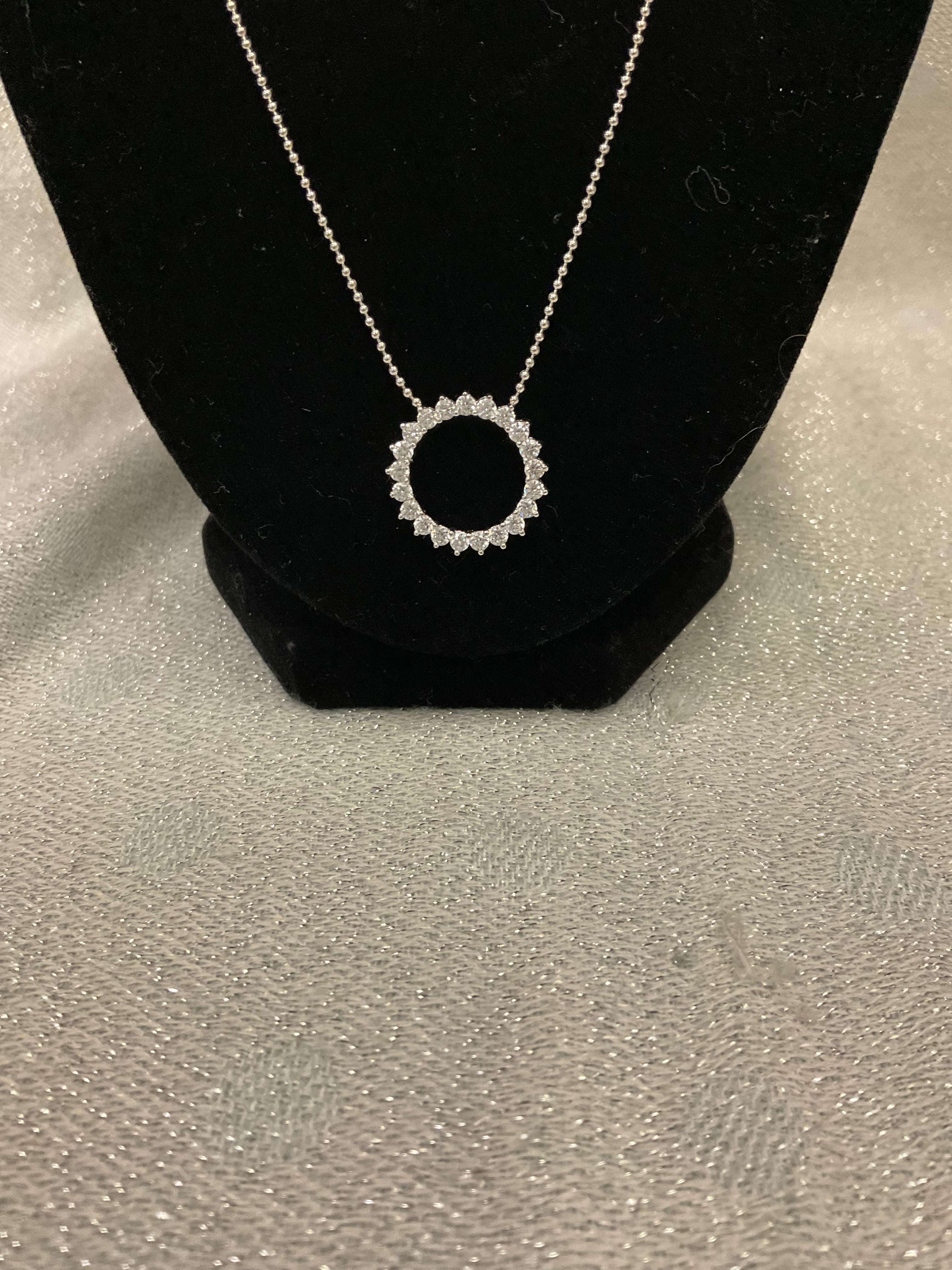 Silver necklace with diamond circle pendant