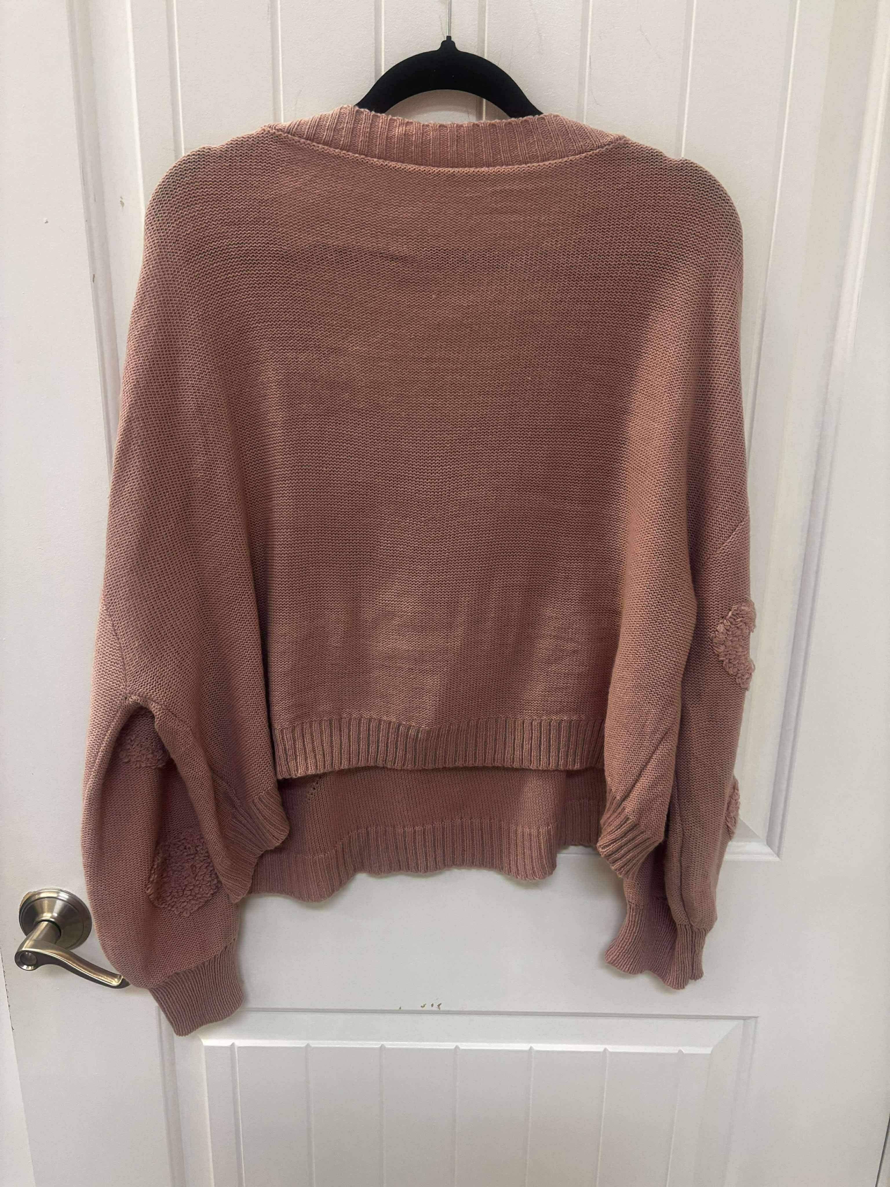 Blush pink hear sweater size large