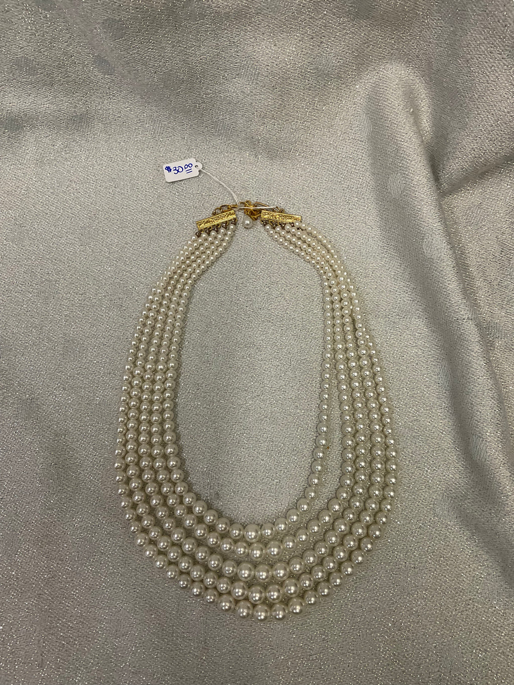 Vintage multi stand pear necklace