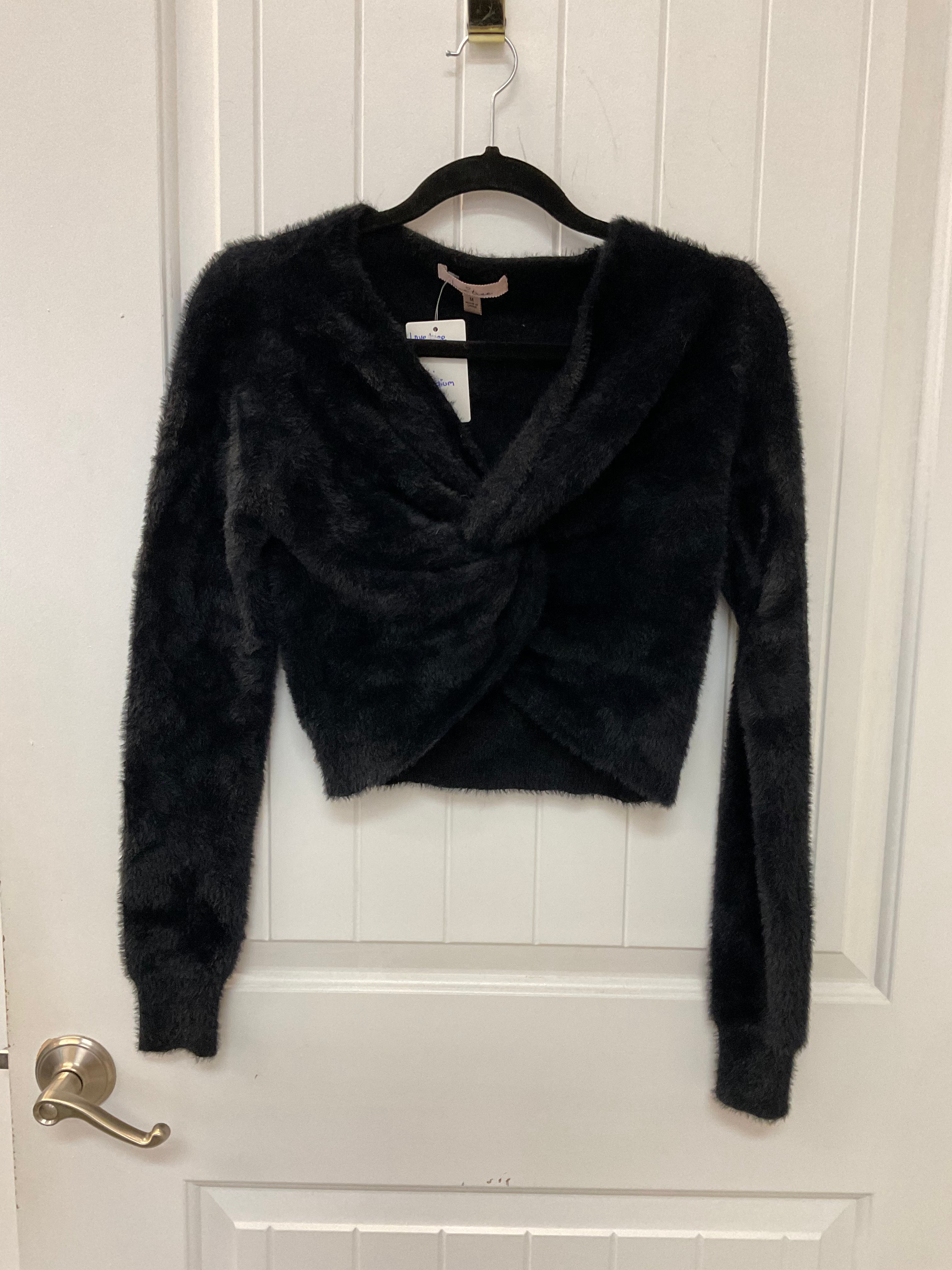 Love tree fuzzy black knot sweater