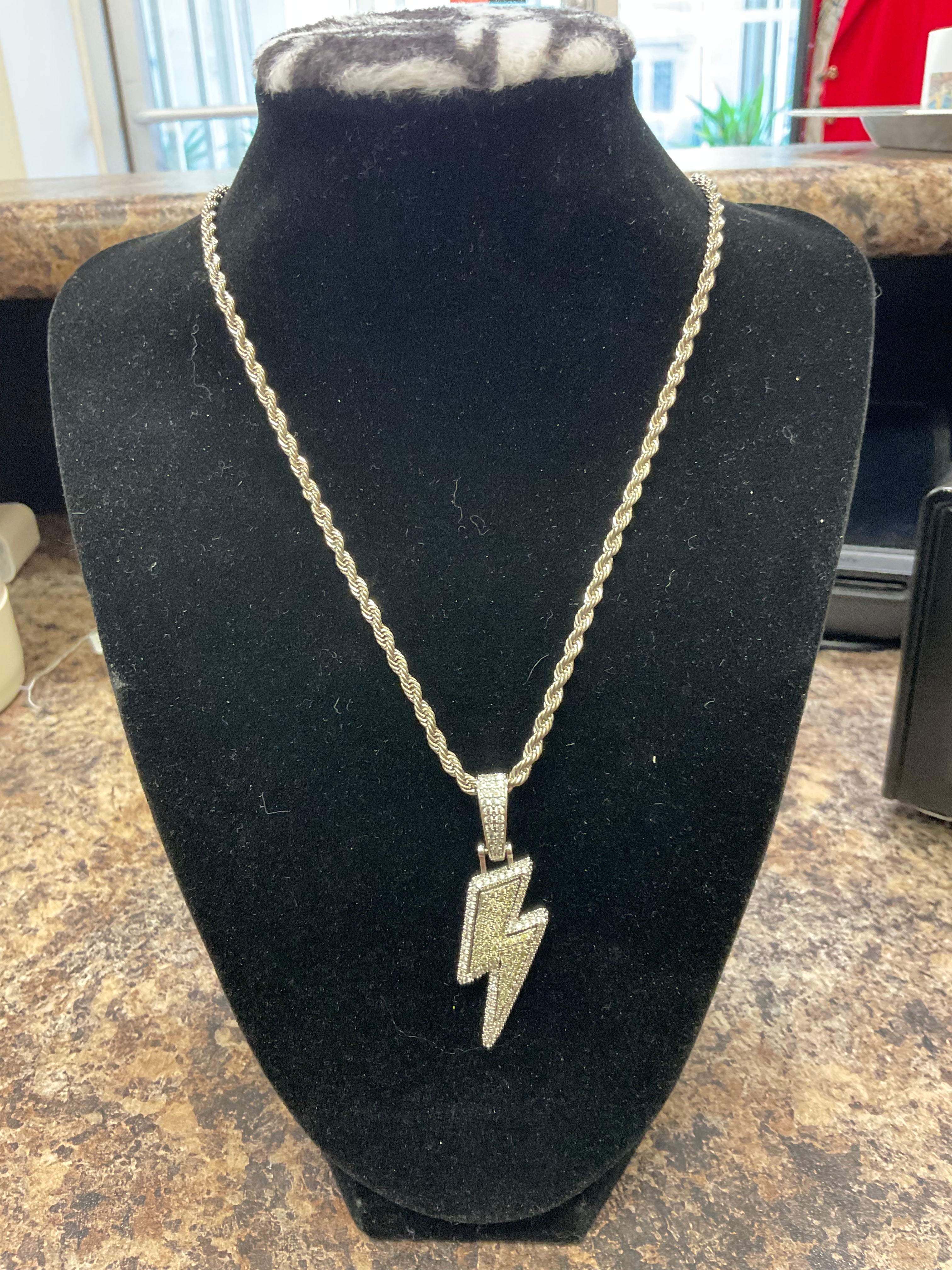 Lightning Bolt Pendant Chain – Eye-Catching Statement Jewelry! Silver stamped 925