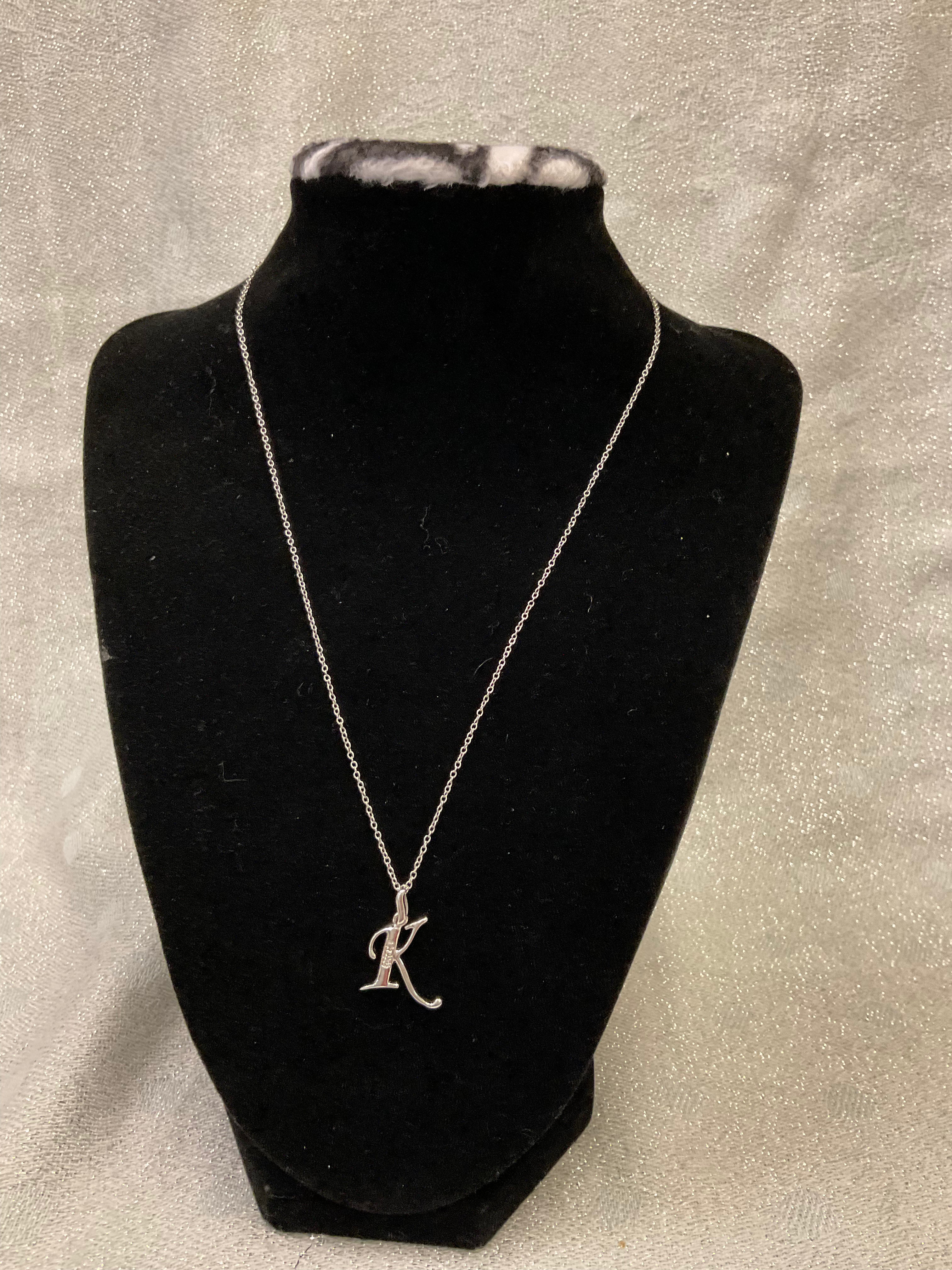 For Sale: Silver Initial “K” Necklace