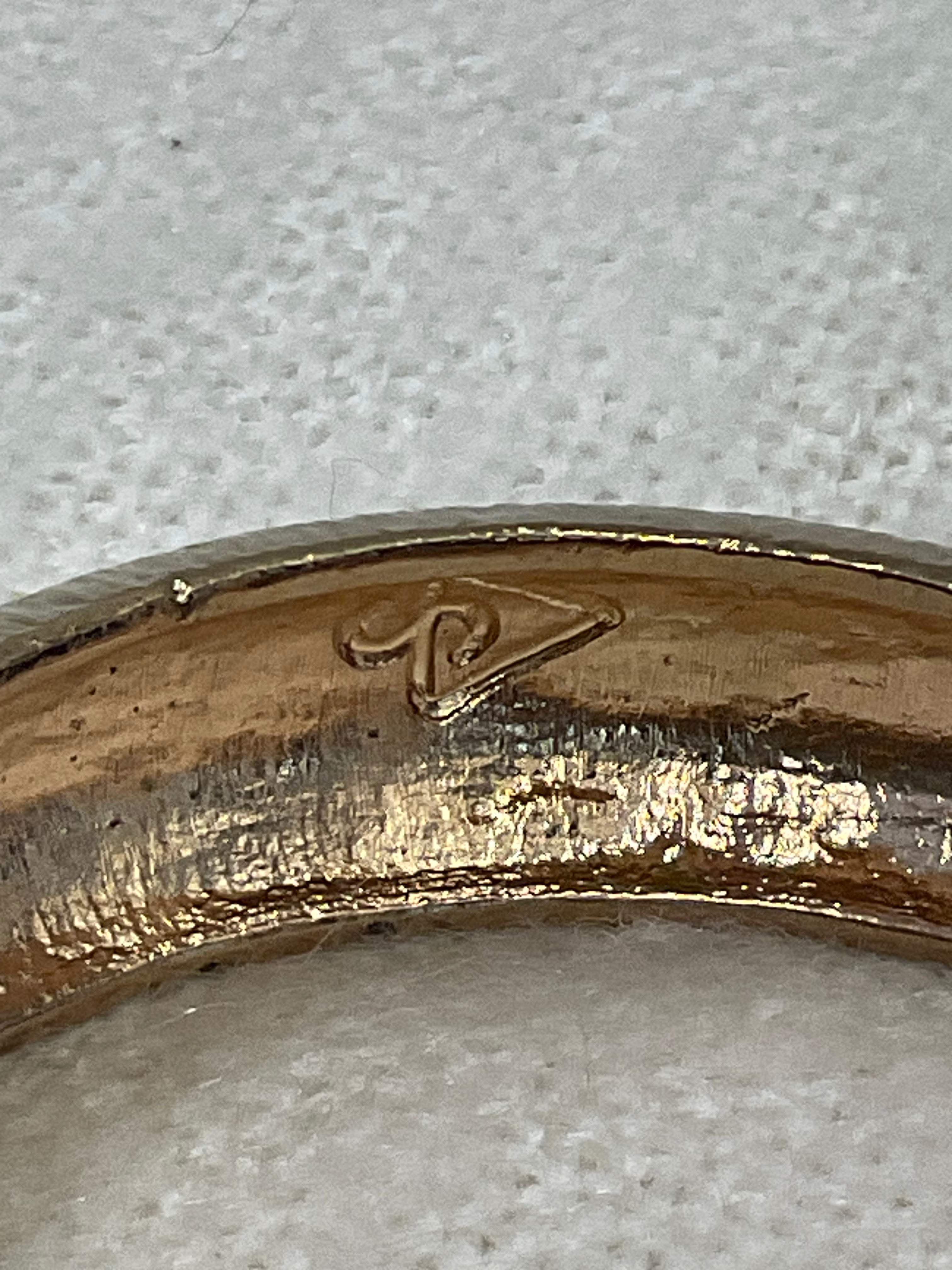 Vintage Gold-Tone Textured Hinged Bangle Bracelet