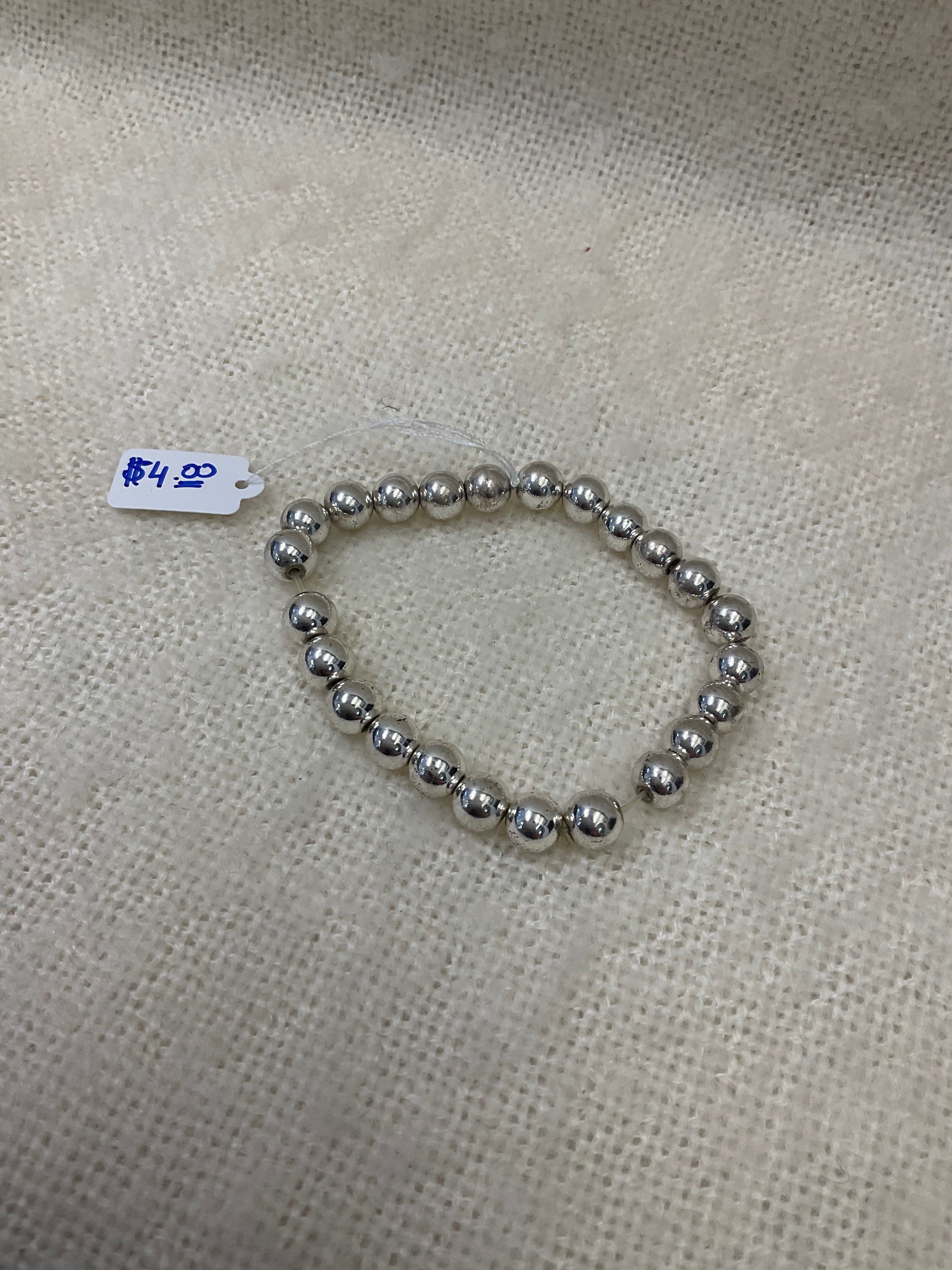 Silver Beaded Stretch Bracelet – Only $4