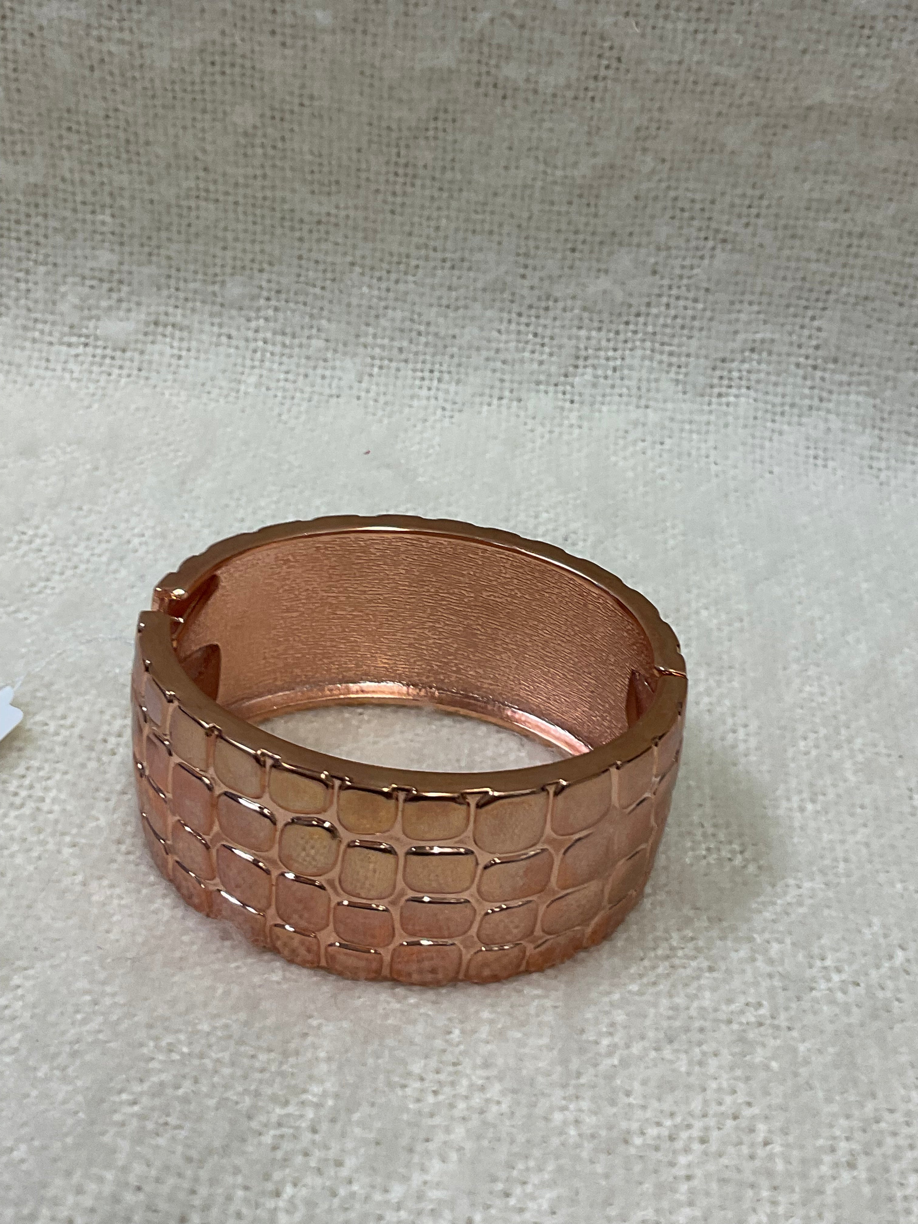 Bold Croc-Texture Rose Gold Bracelet