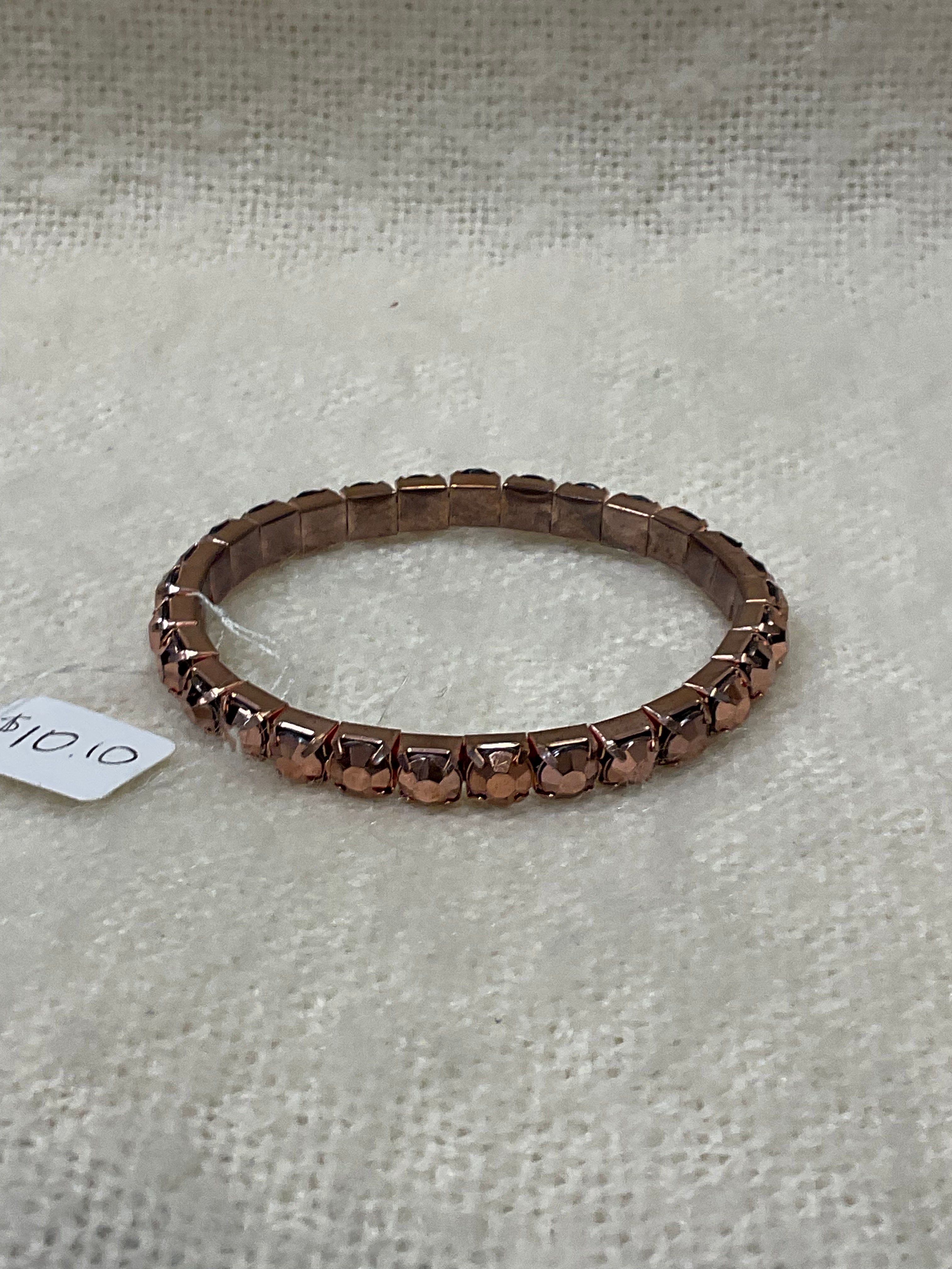 Rose Gold Stretch Bracelet – Square Crystal Design – Like New