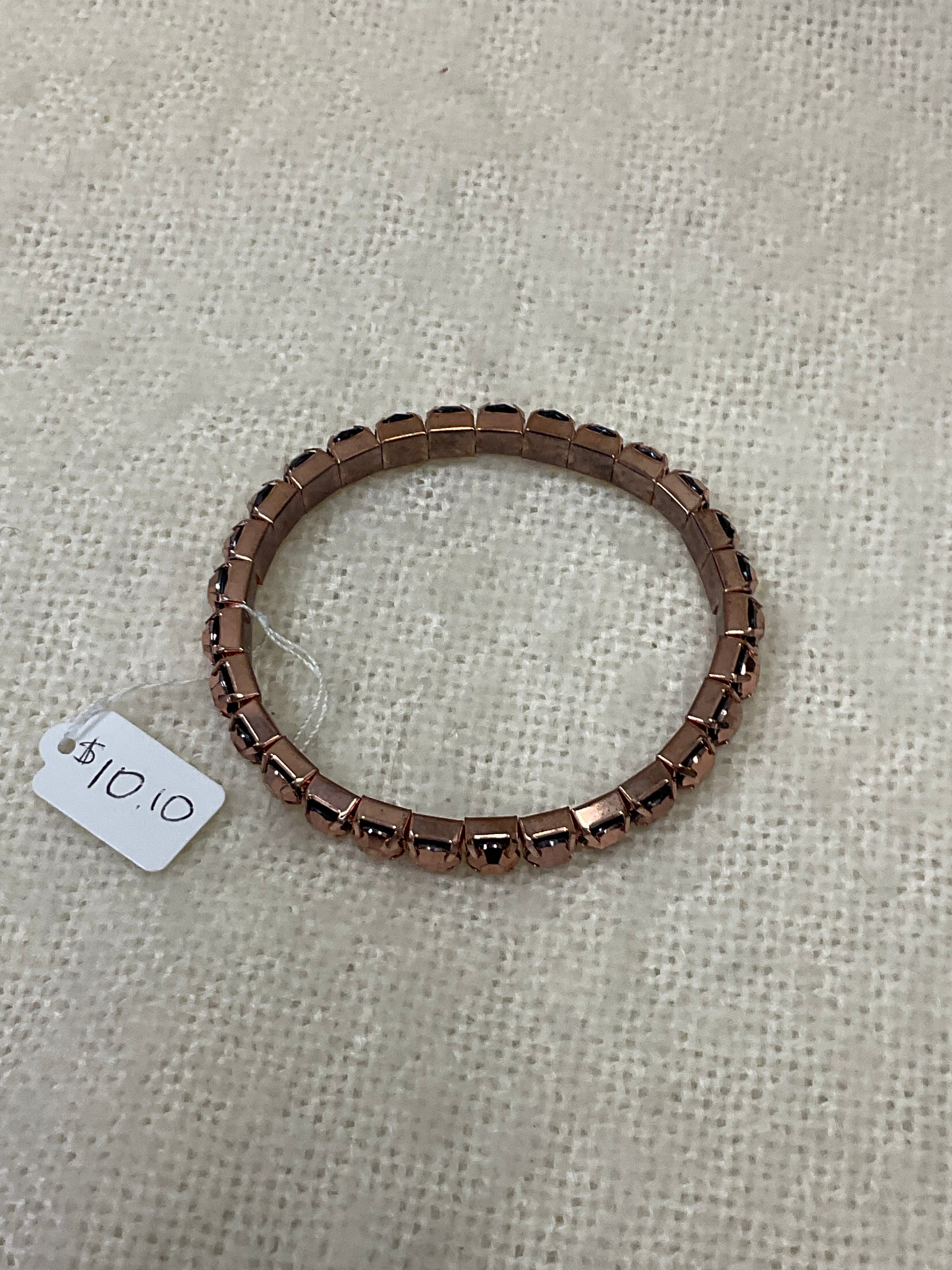 Rose Gold Stretch Bracelet – Square Crystal Design – Like New