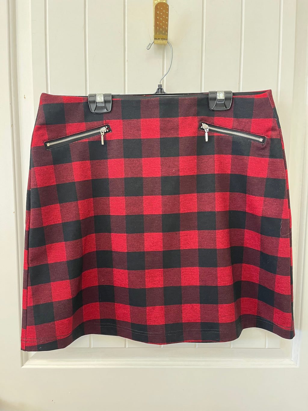 Red and Black Plaid Mini Skirt