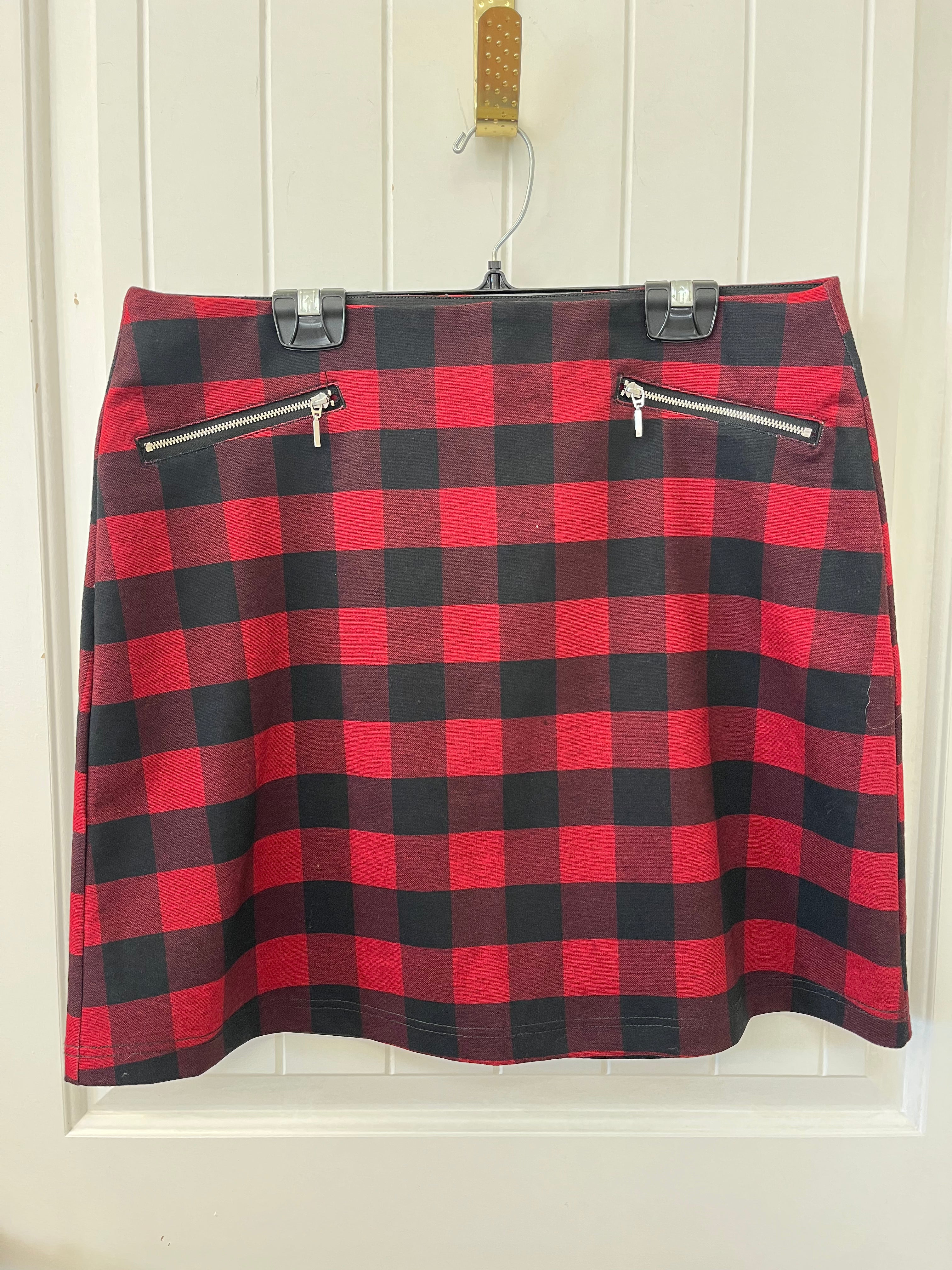 Red and Black Plaid Mini Skirt