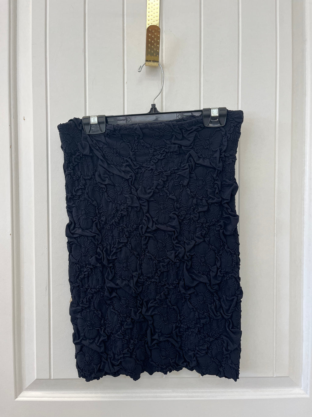 Black Crinkle Bodycon Pencil Skirt