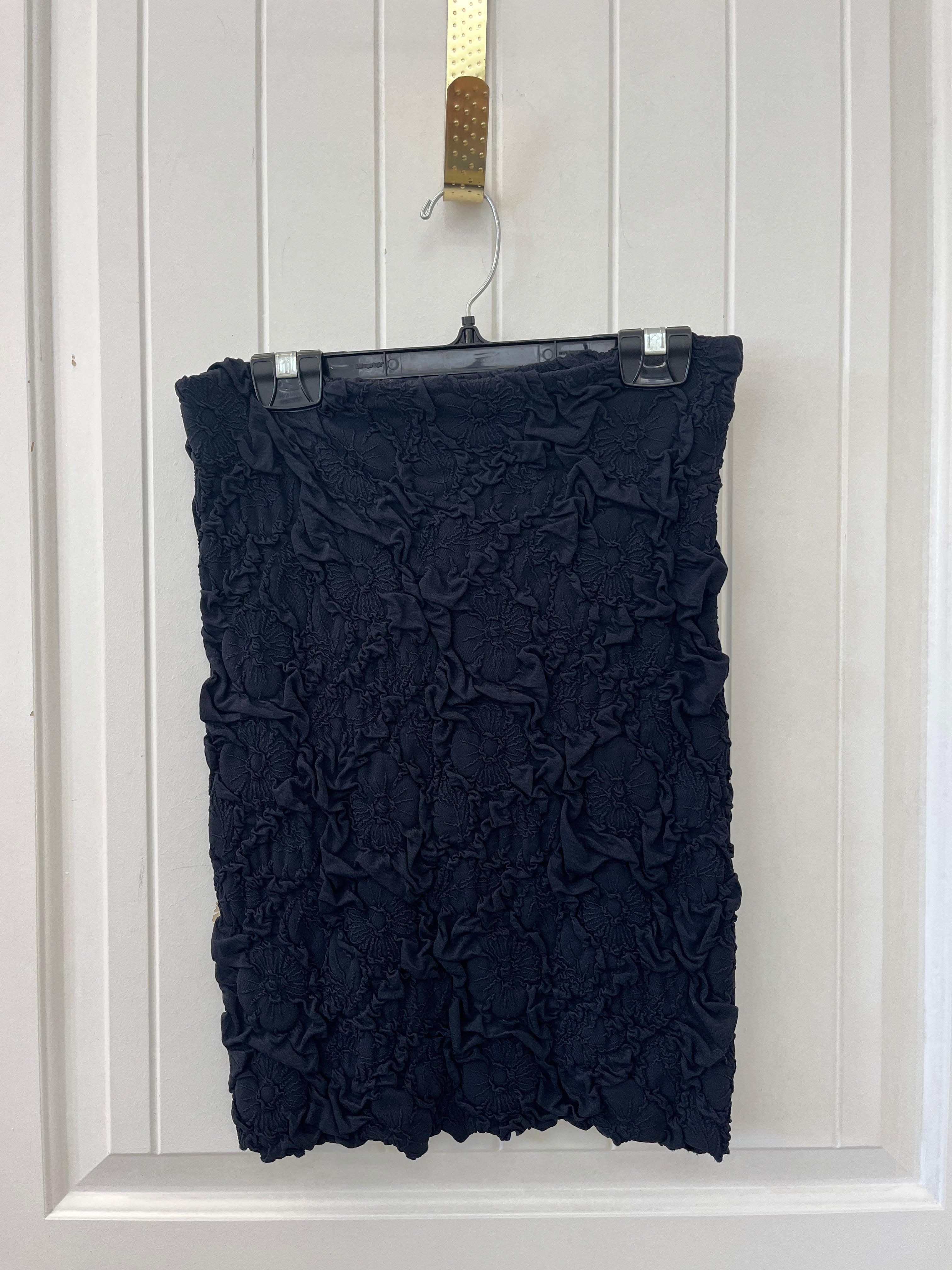 Black Crinkle Bodycon Pencil Skirt