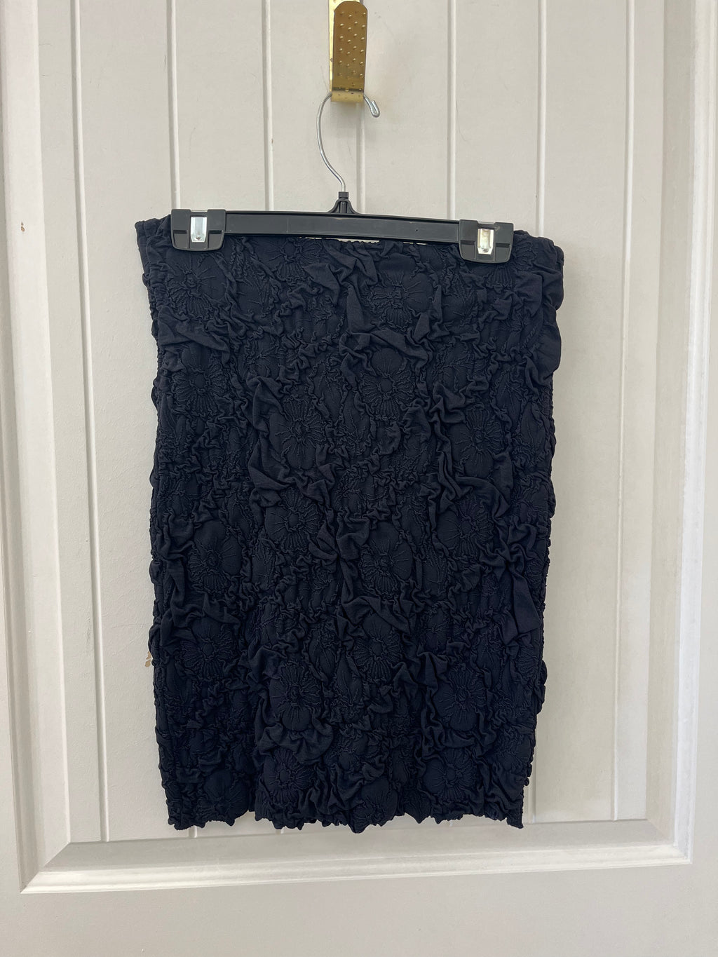 Black Crinkle Bodycon Pencil Skirt