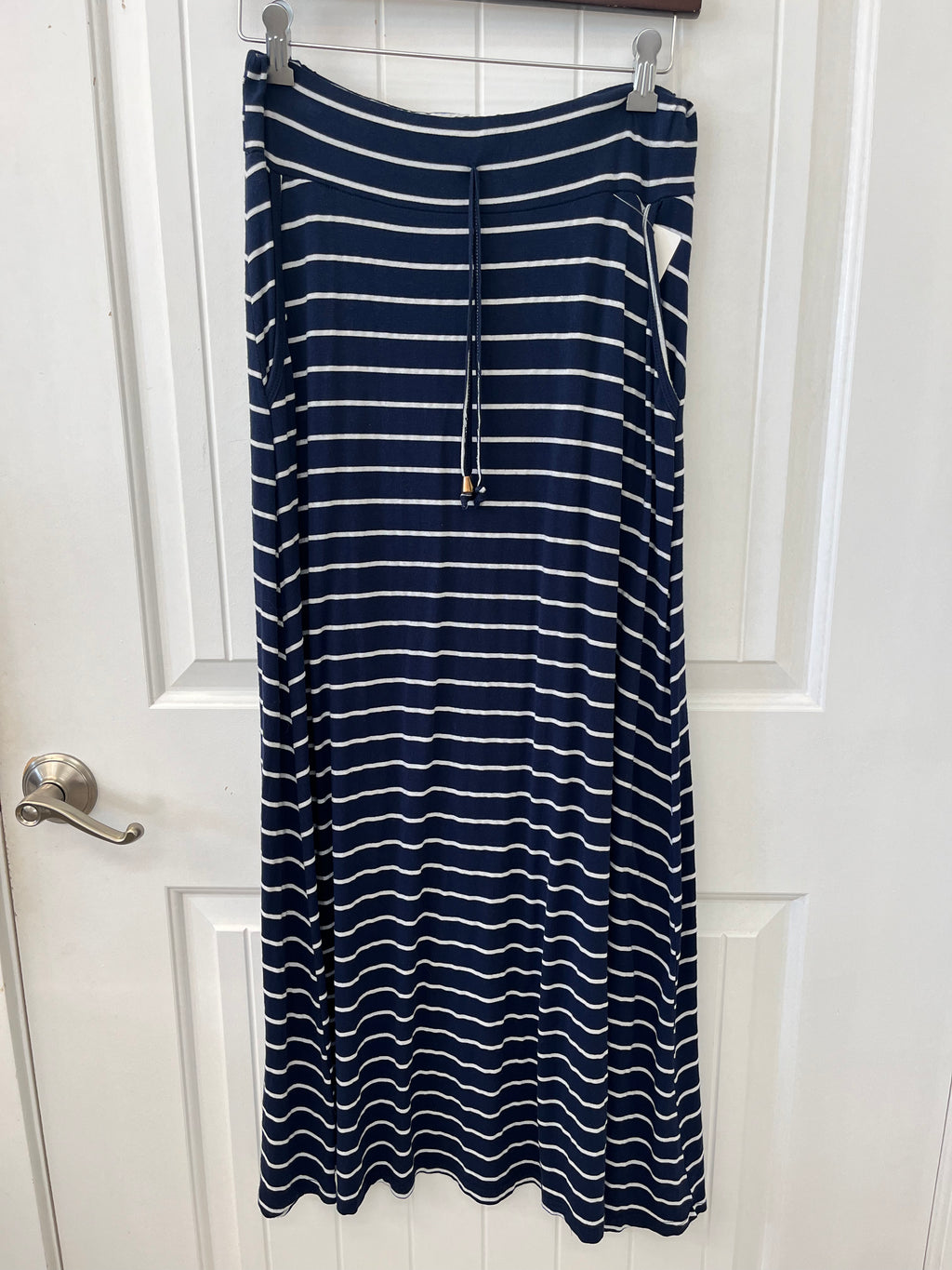 Navy and White Stripped Maxi Skirt