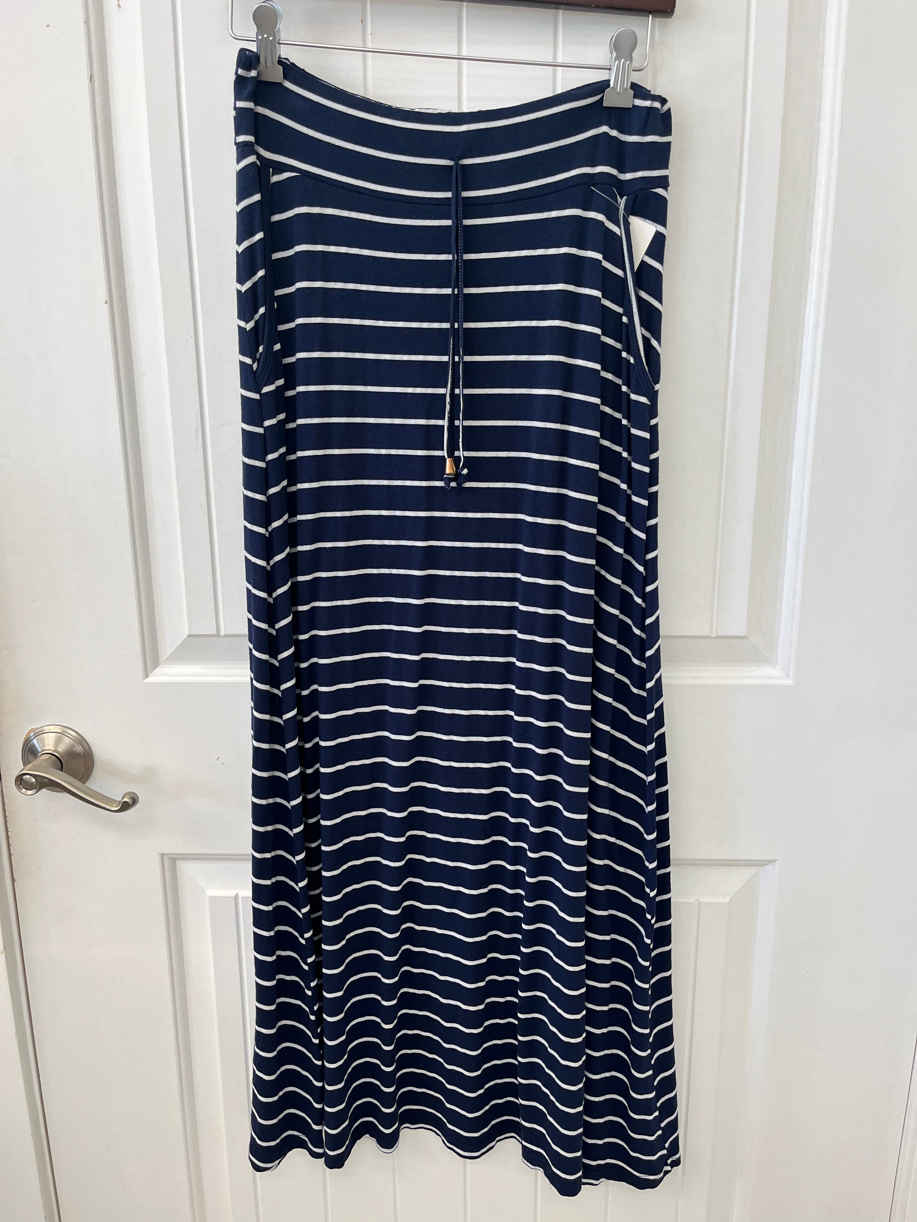 Navy and White Stripped Maxi Skirt