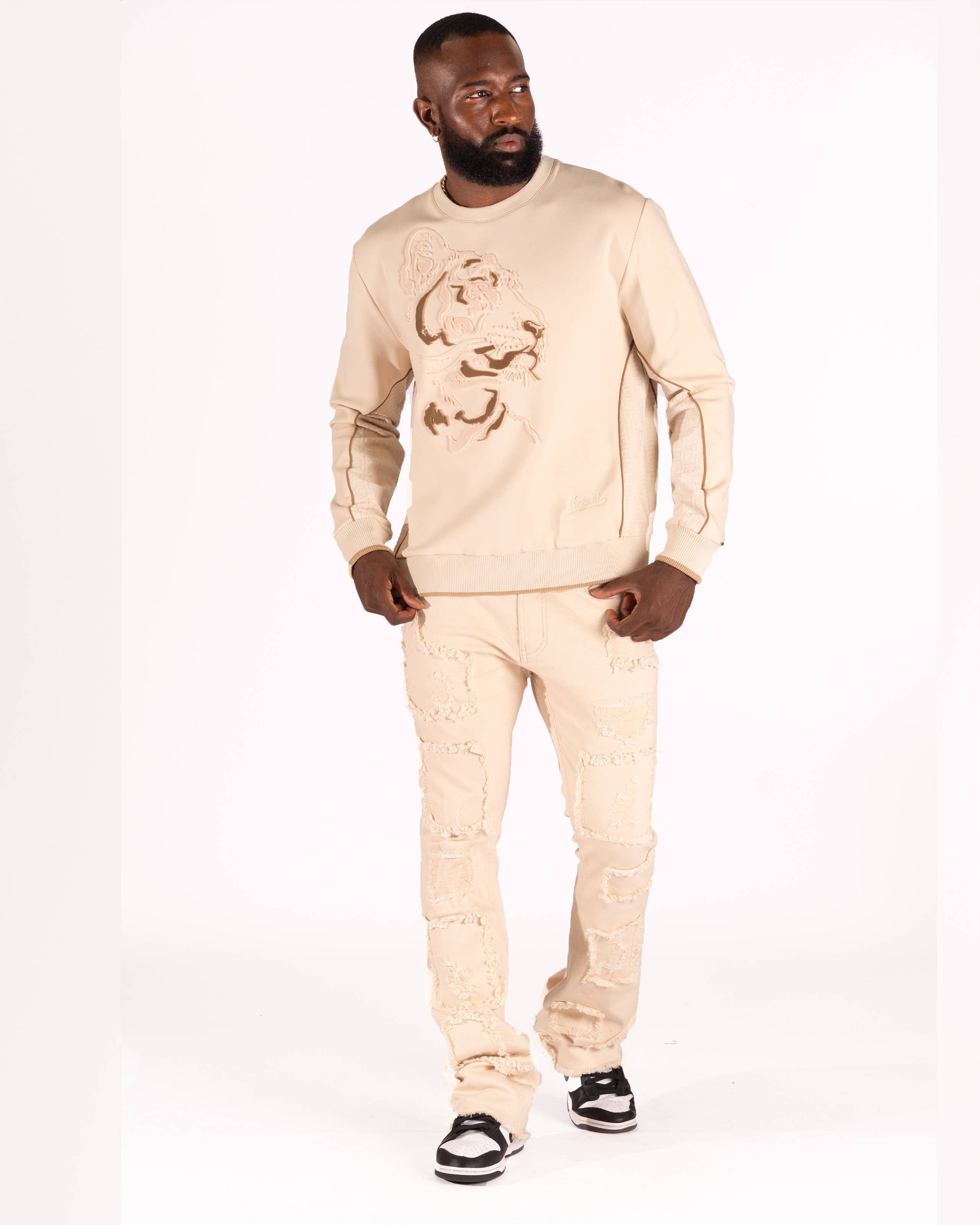 M4358 Gabana Tiger Sweathshirt - Khaki: Khaki / 3XB