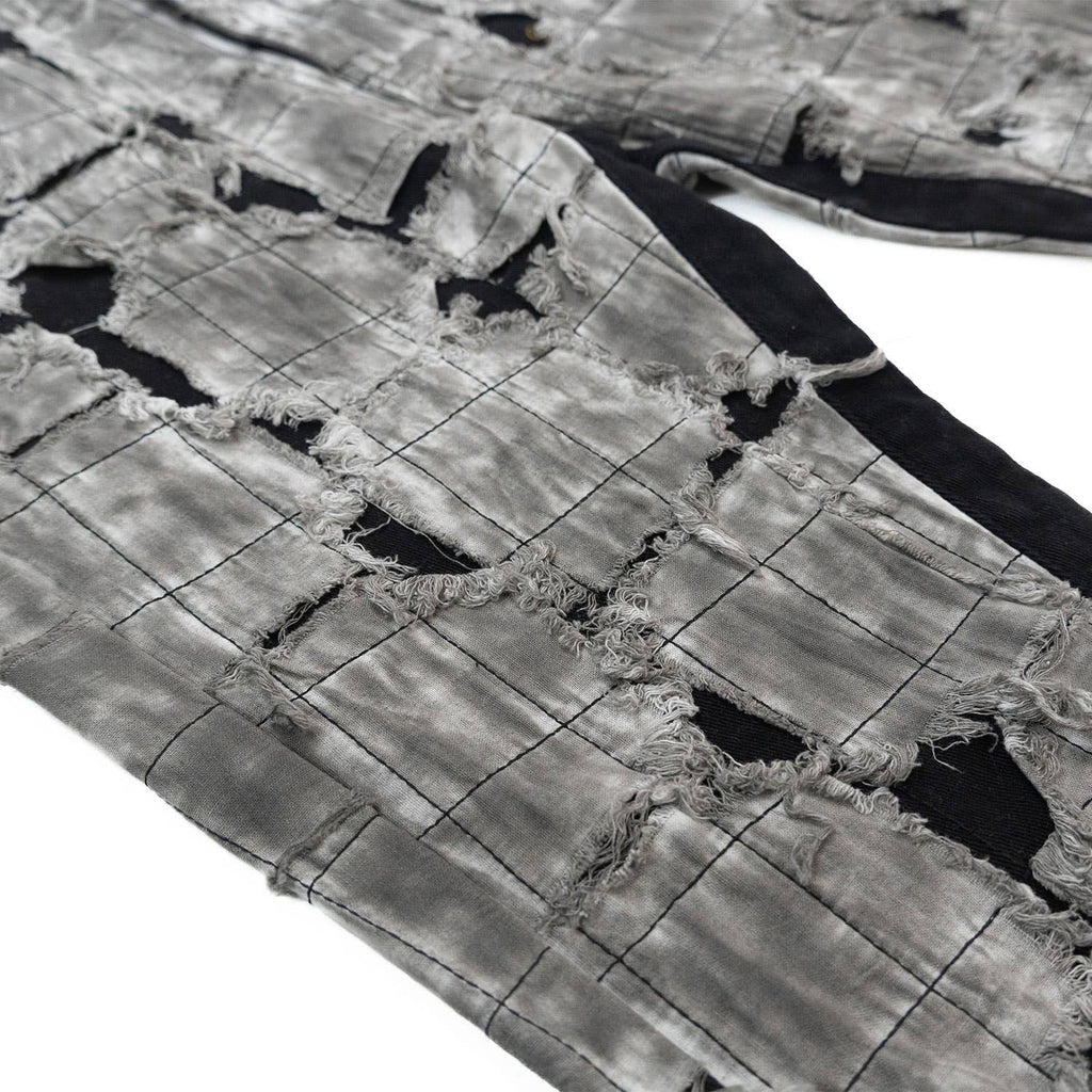 M1722 Positano Ripped Overlay Jeans - Black: BLACK / 32