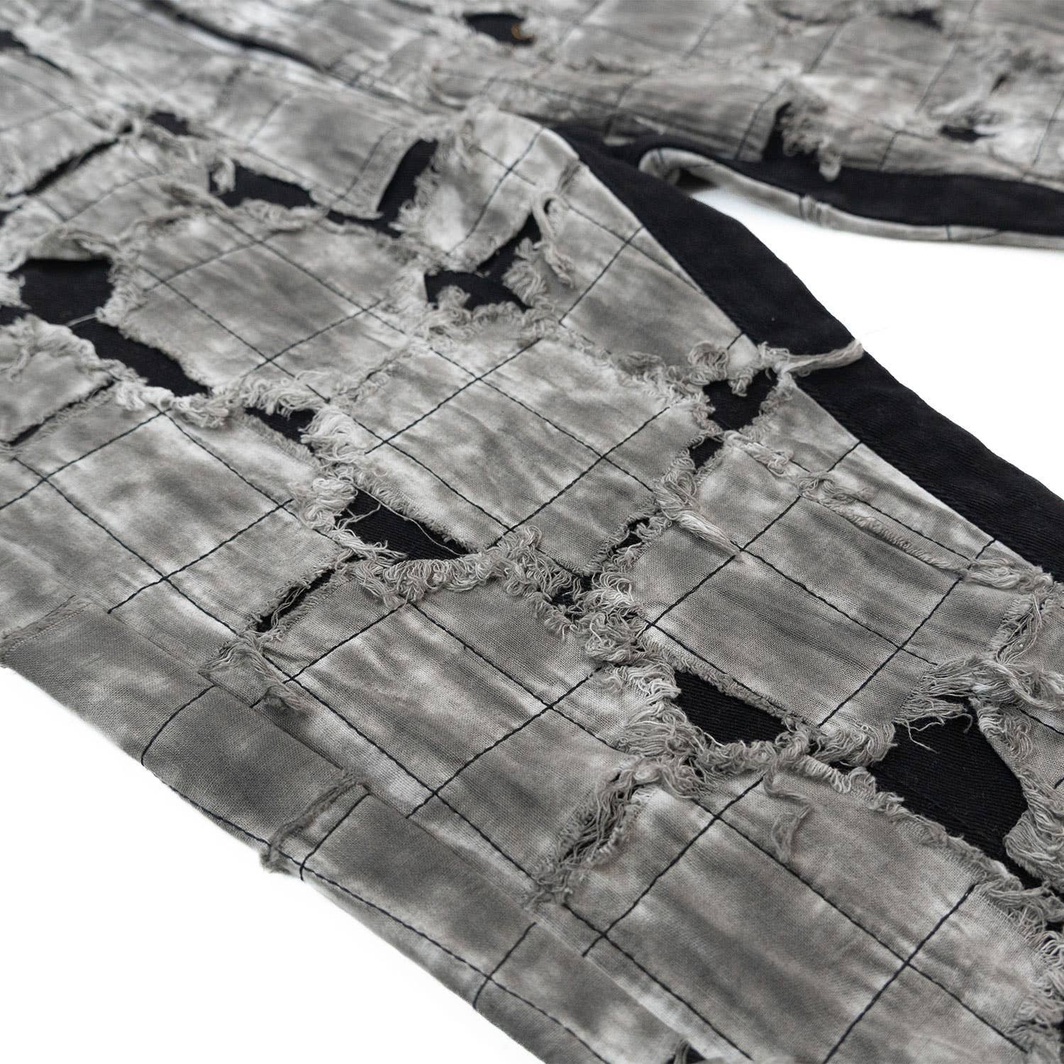 M1722 Positano Ripped Overlay Jeans - Black: BLACK / 36
