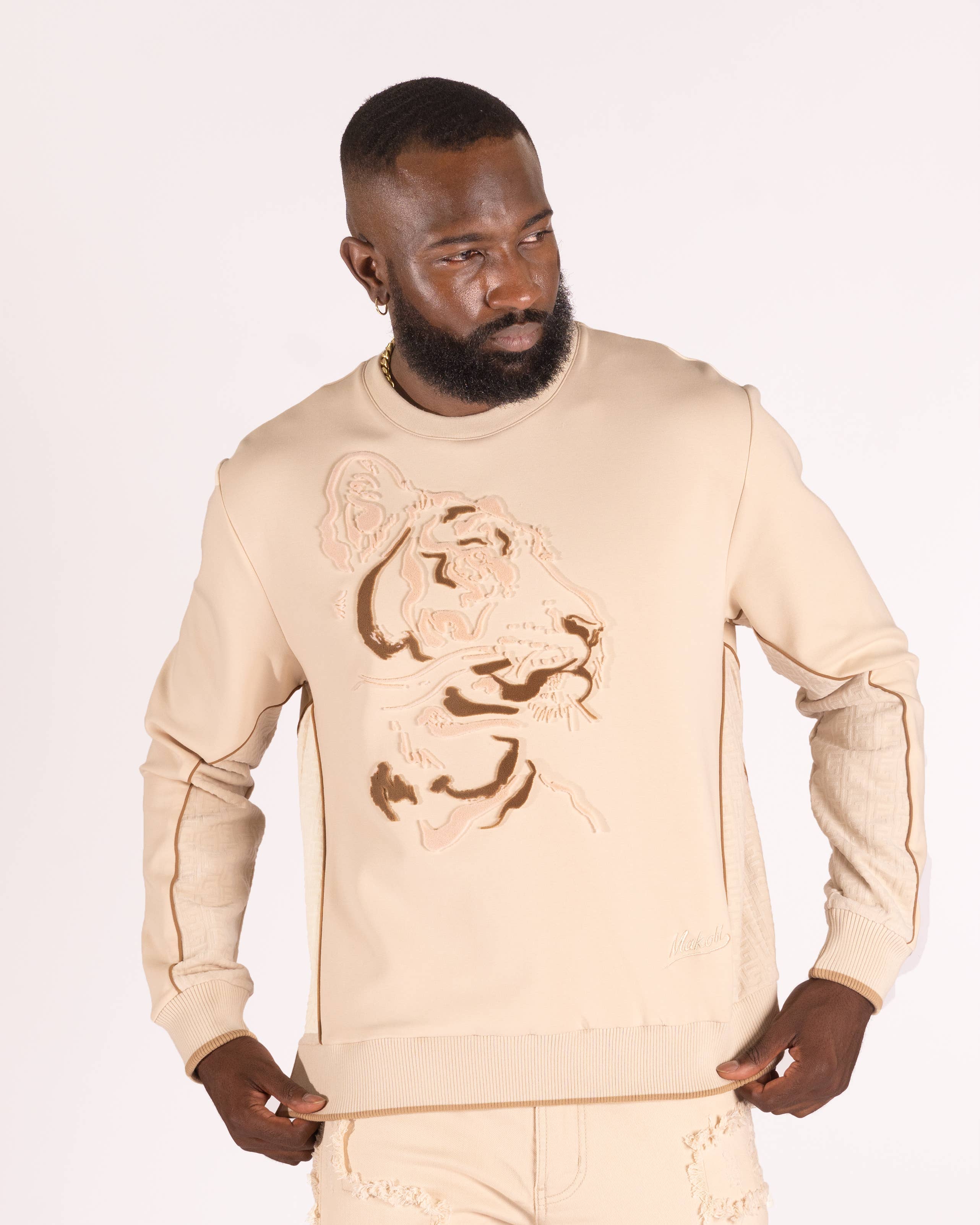 M4358 Gabana Tiger Sweathshirt - Khaki: Khaki / 6XB